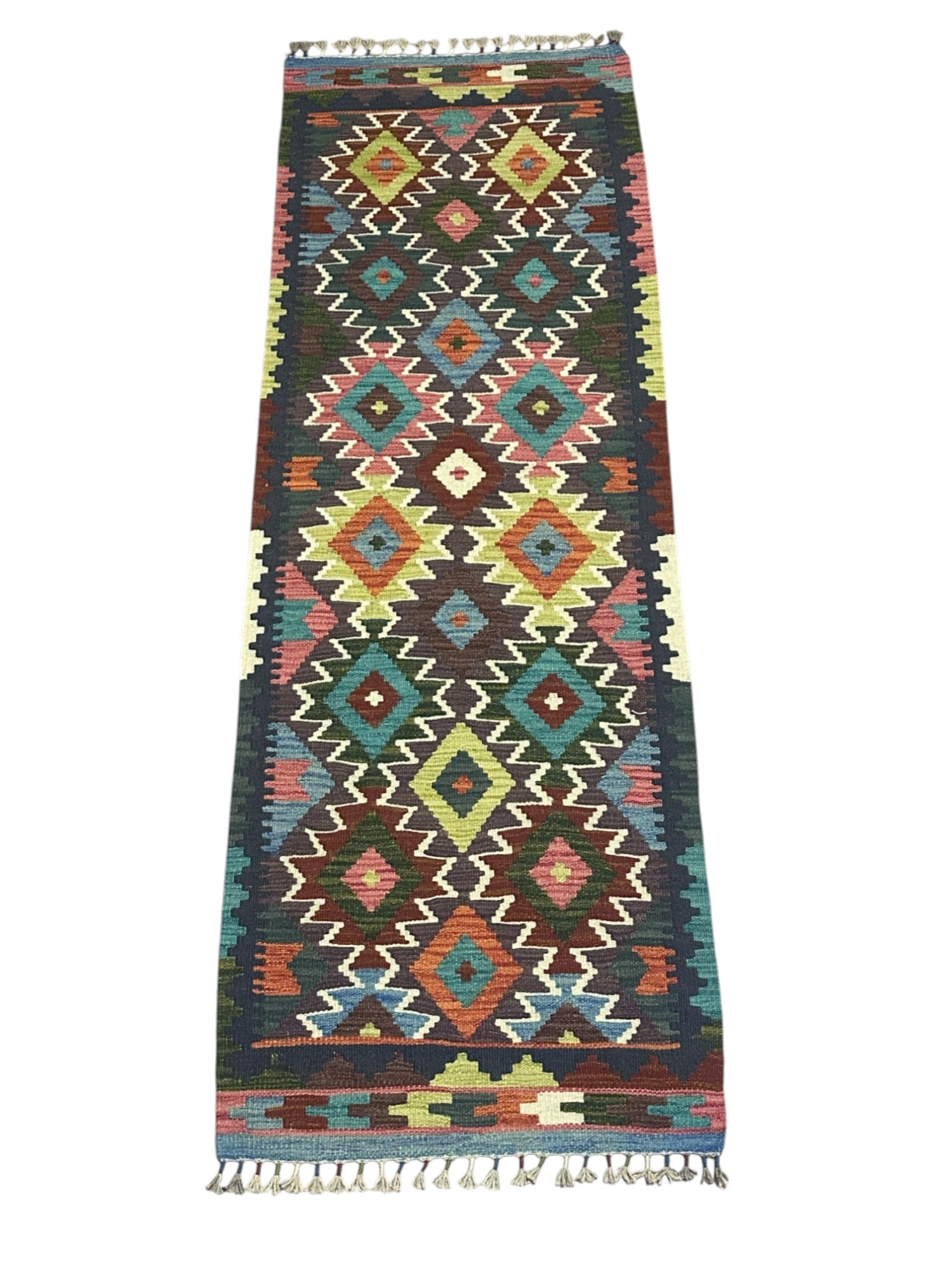 Hand-Woven Afghani Kilim Wool Rug 2'4" x 6'6"