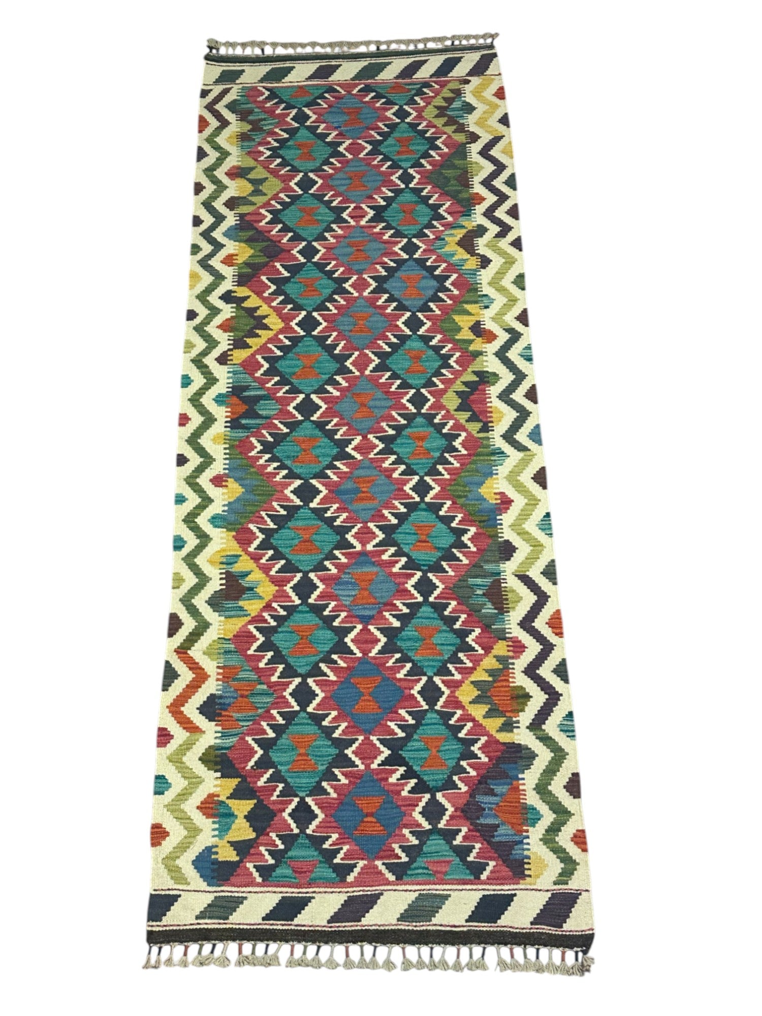 Hand-Woven Afghani Kilim Wool Rug 2'9" x 7'9"