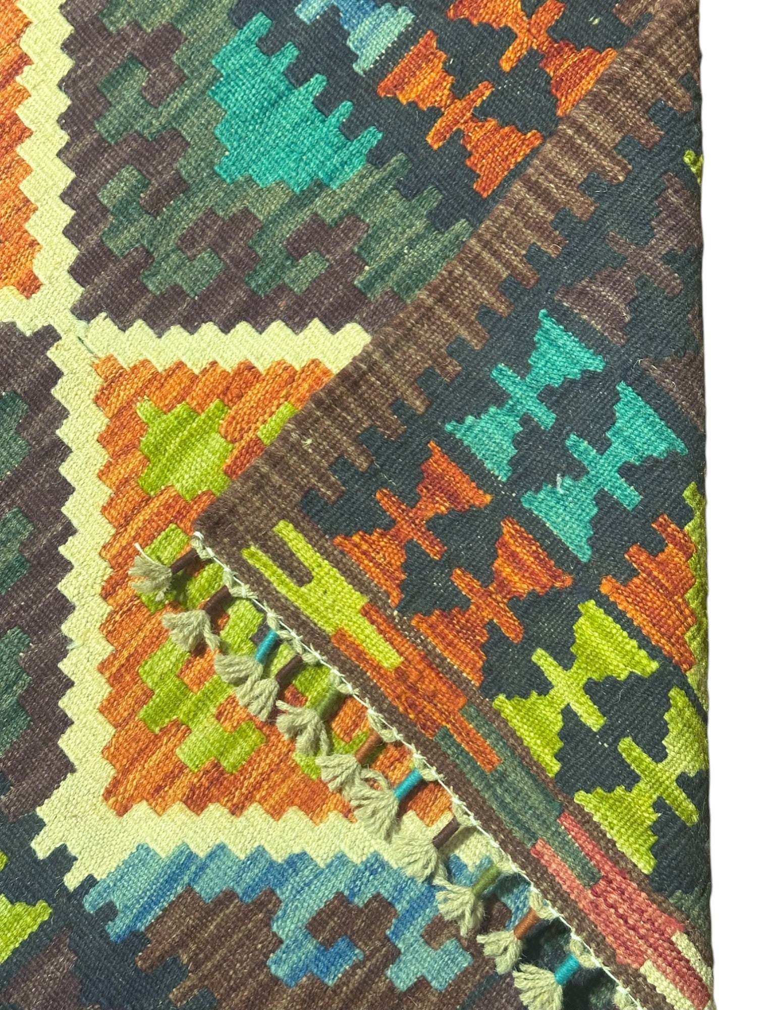 Hand-Woven Afghani Kilim Wool Rug 2'4" x 6'9"