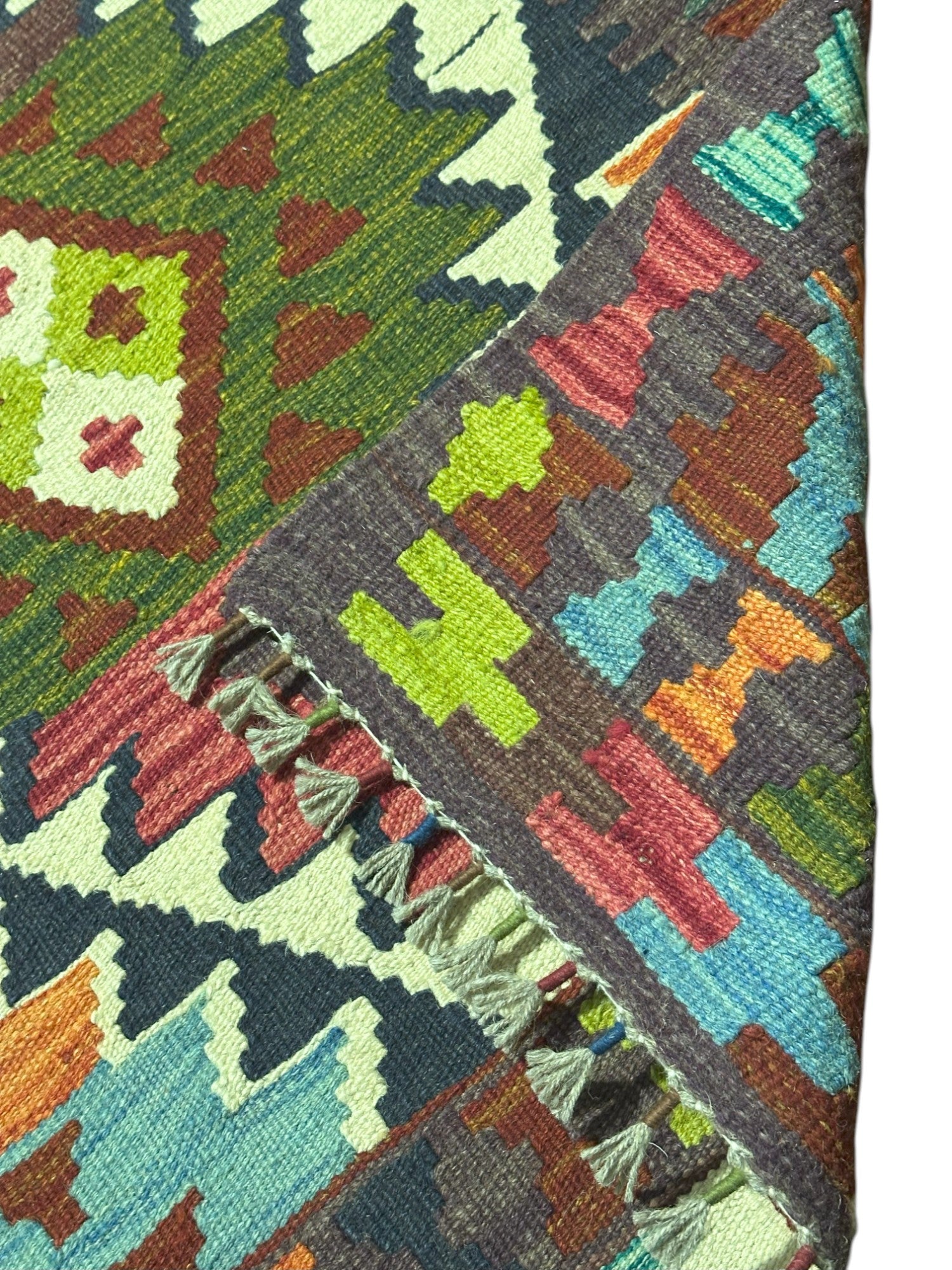 Hand-Woven Afghani Kilim Wool Rug 2'3" x 6'10"