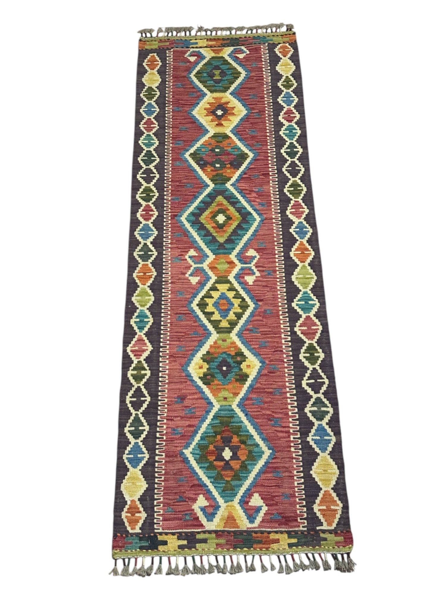 Hand-Woven Afghani Kilim Wool Rug 2'2" x 6'7"