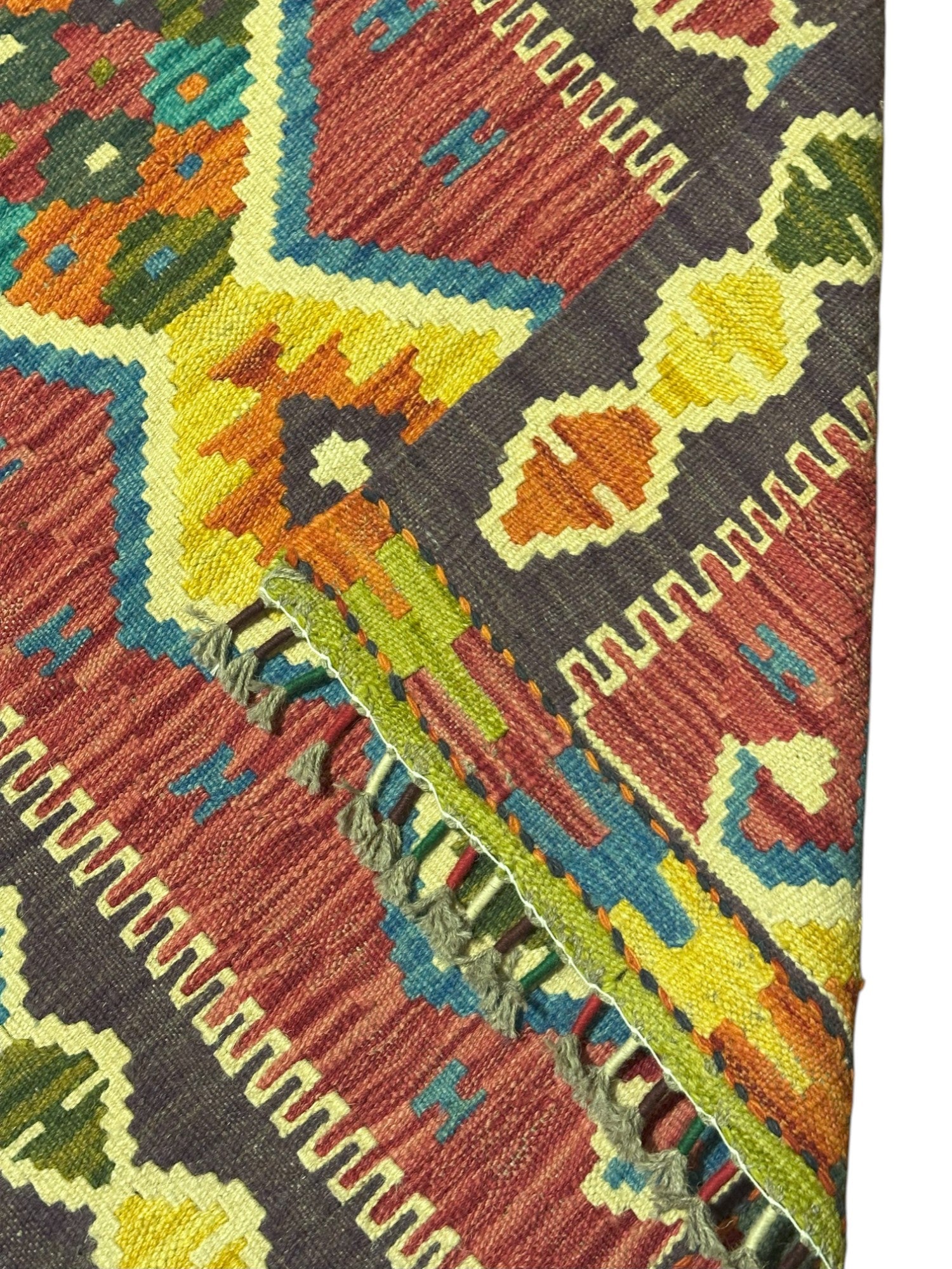 Hand-Woven Afghani Kilim Wool Rug 2'2" x 6'7"