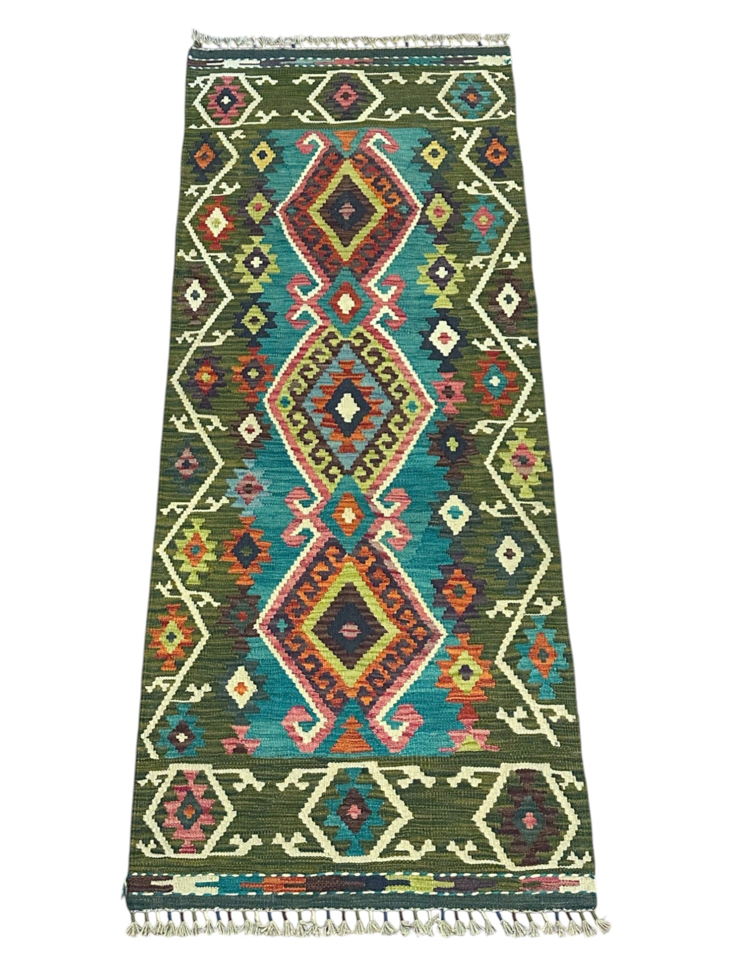 Hand-Woven Afghani Kilim Wool Rug 2'9" x 6'10"
