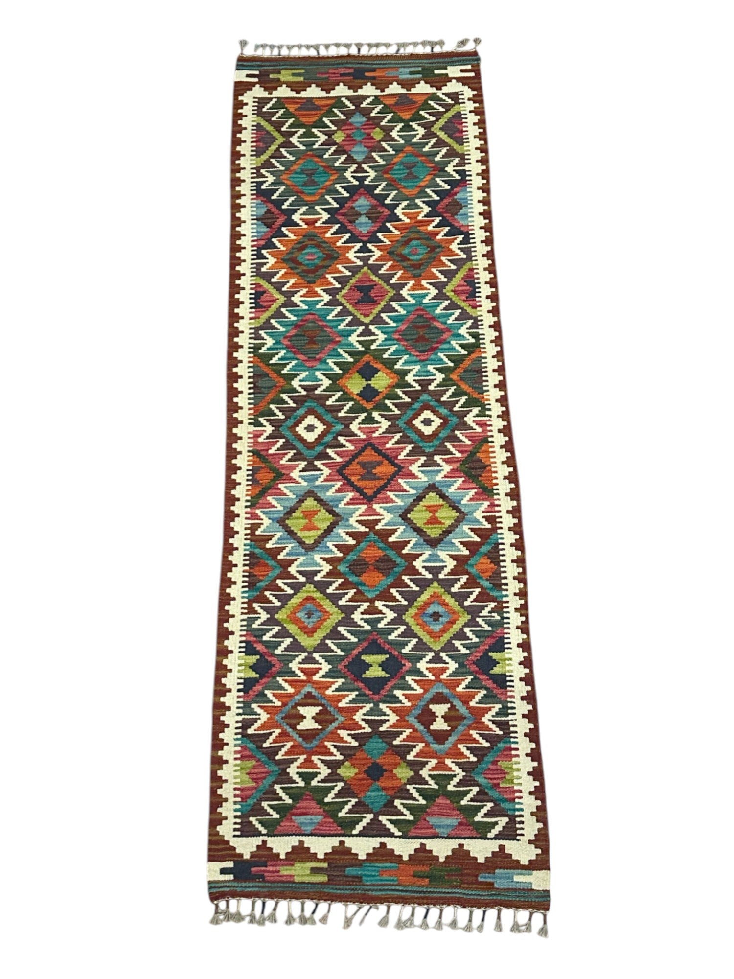 Hand-Woven Afghani Kilim Wool Rug 2'1" x 6'7"
