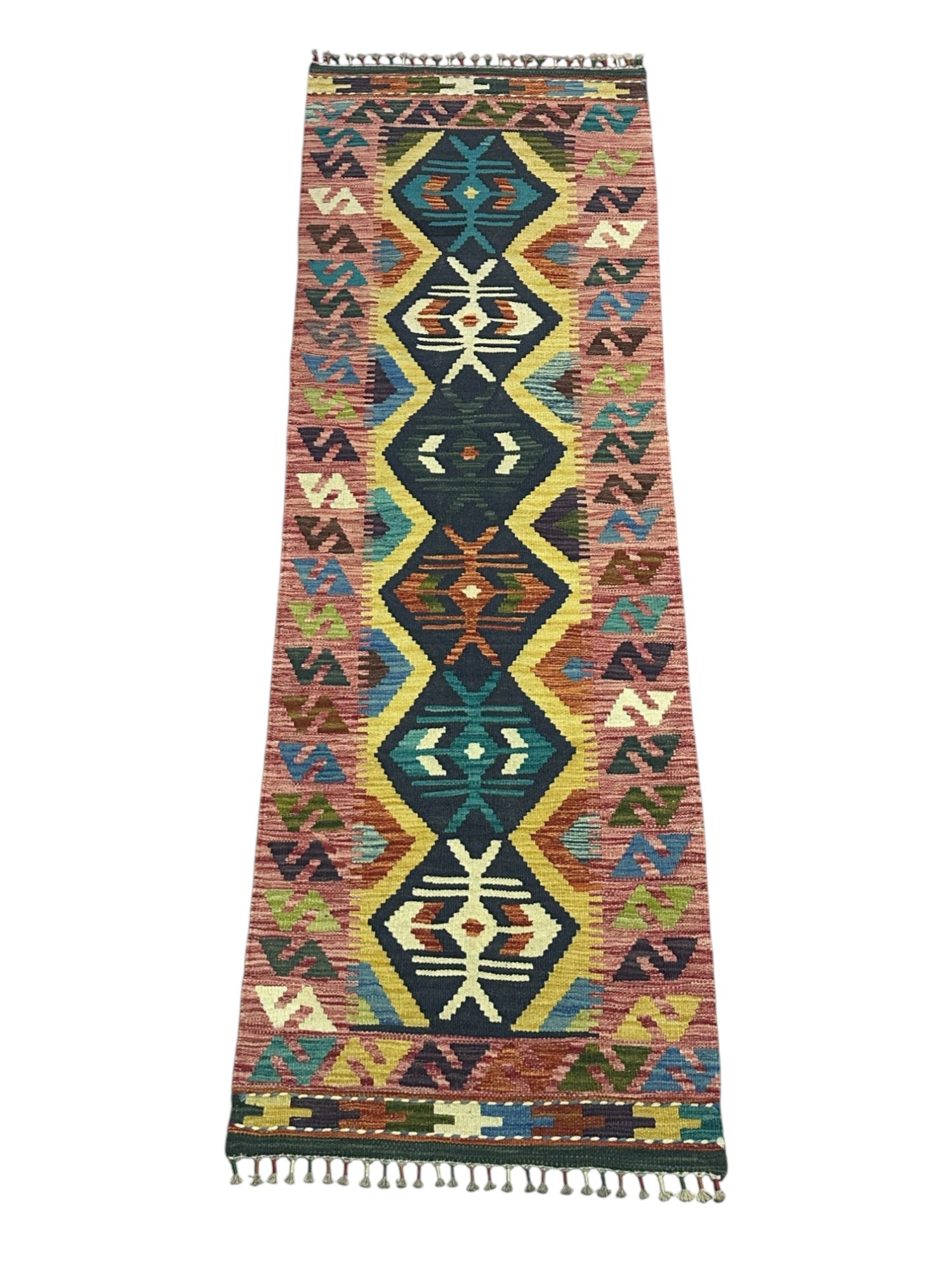 Hand-Woven Afghani Kilim Wool Rug 2'2" x 6'8"