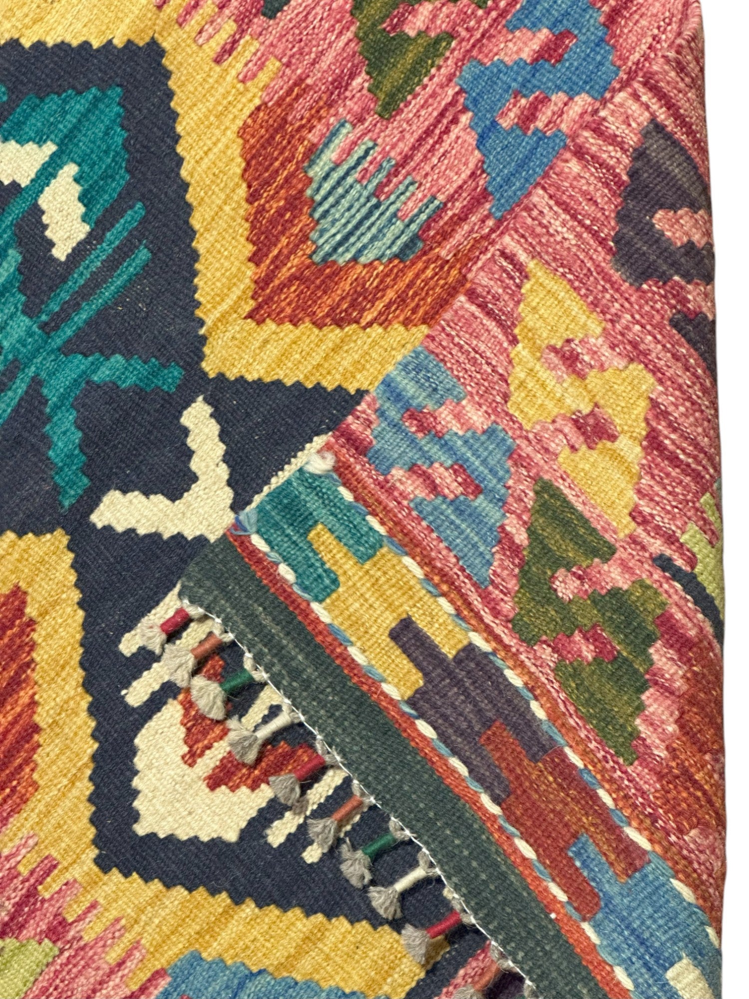 Hand-Woven Afghani Kilim Wool Rug 2'2" x 6'8"