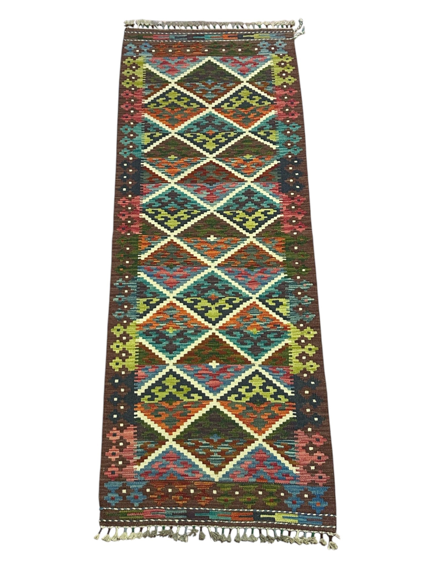 Hand-Woven Afghani Kilim Wool Rug 2'4" x 6'4"