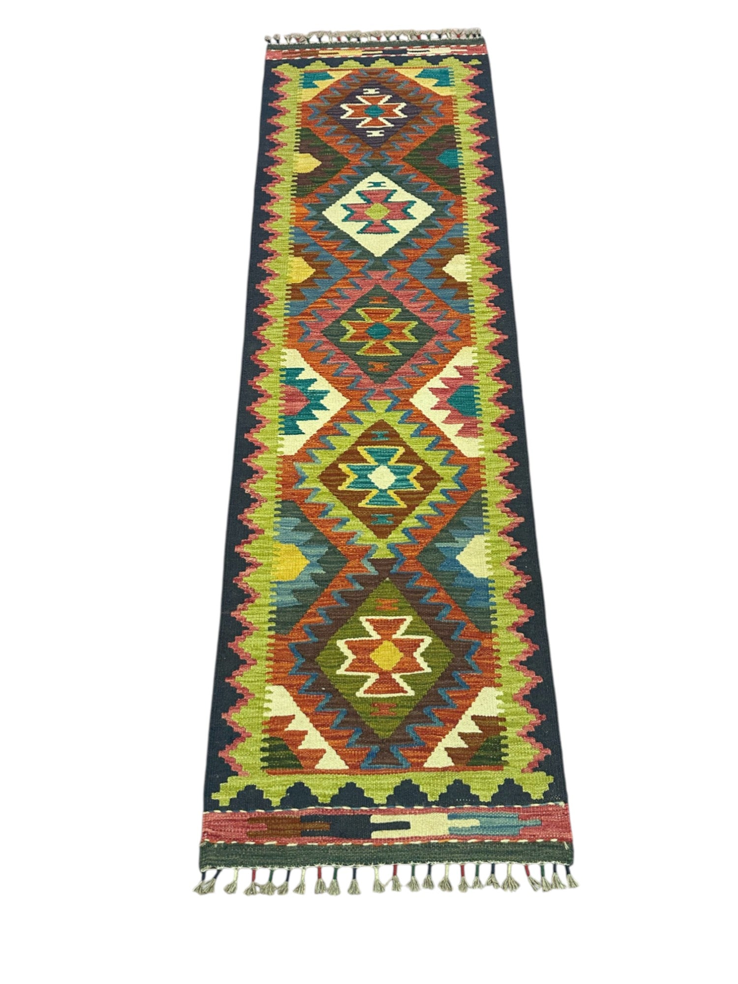 Hand-Woven Afghani Kilim Wool Rug 2' x 6'7"