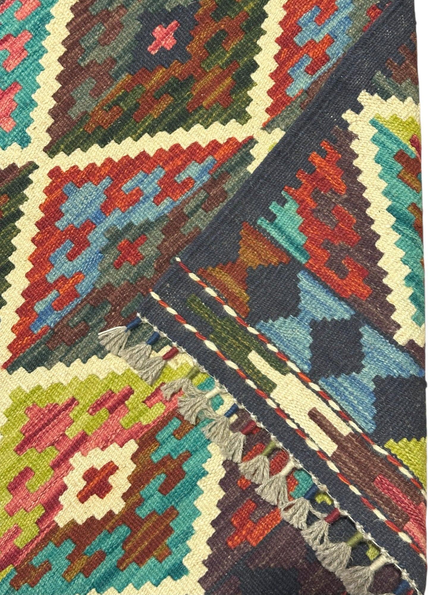 Hand-Woven Afghani Kilim Wool Rug 2'2" x 6'3"