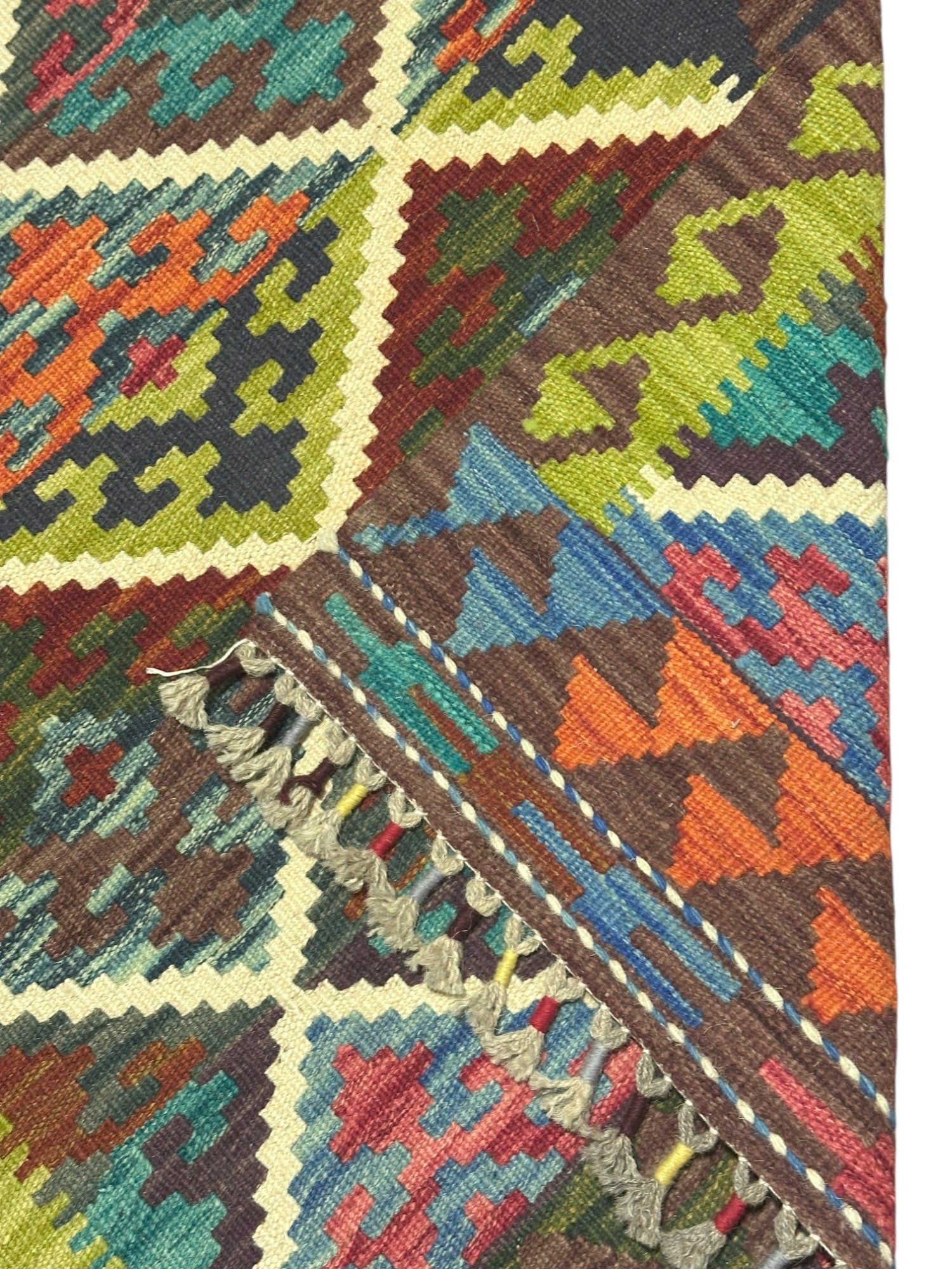 Hand-Woven Afghani Kilim Wool Rug 2'3" x 6'7"
