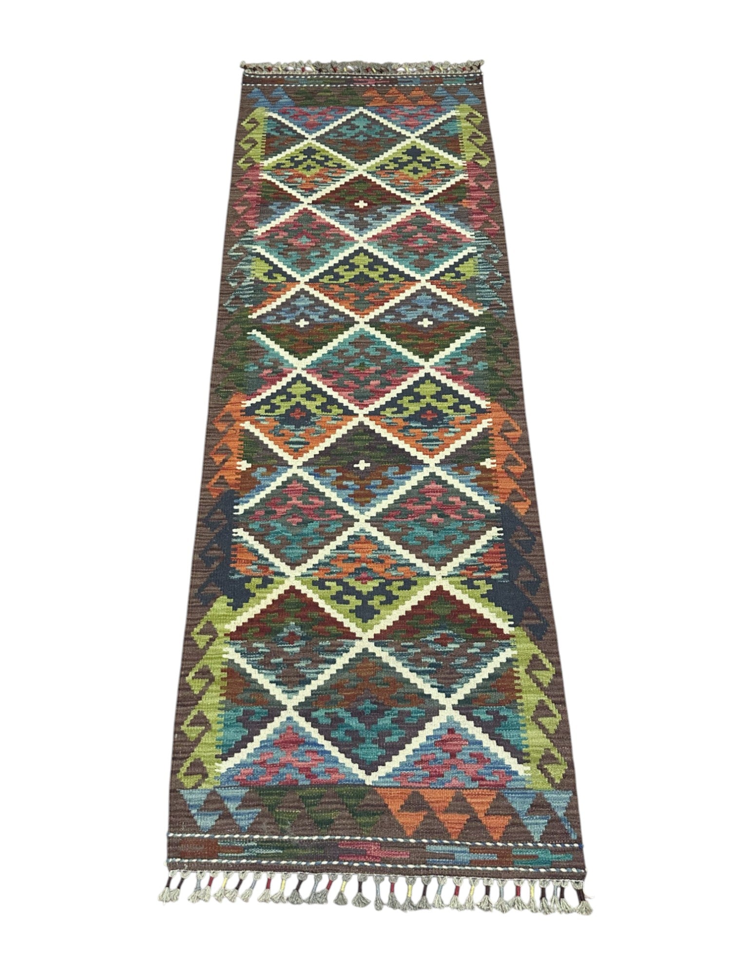 Hand-Woven Afghani Kilim Wool Rug 2'3" x 6'7"
