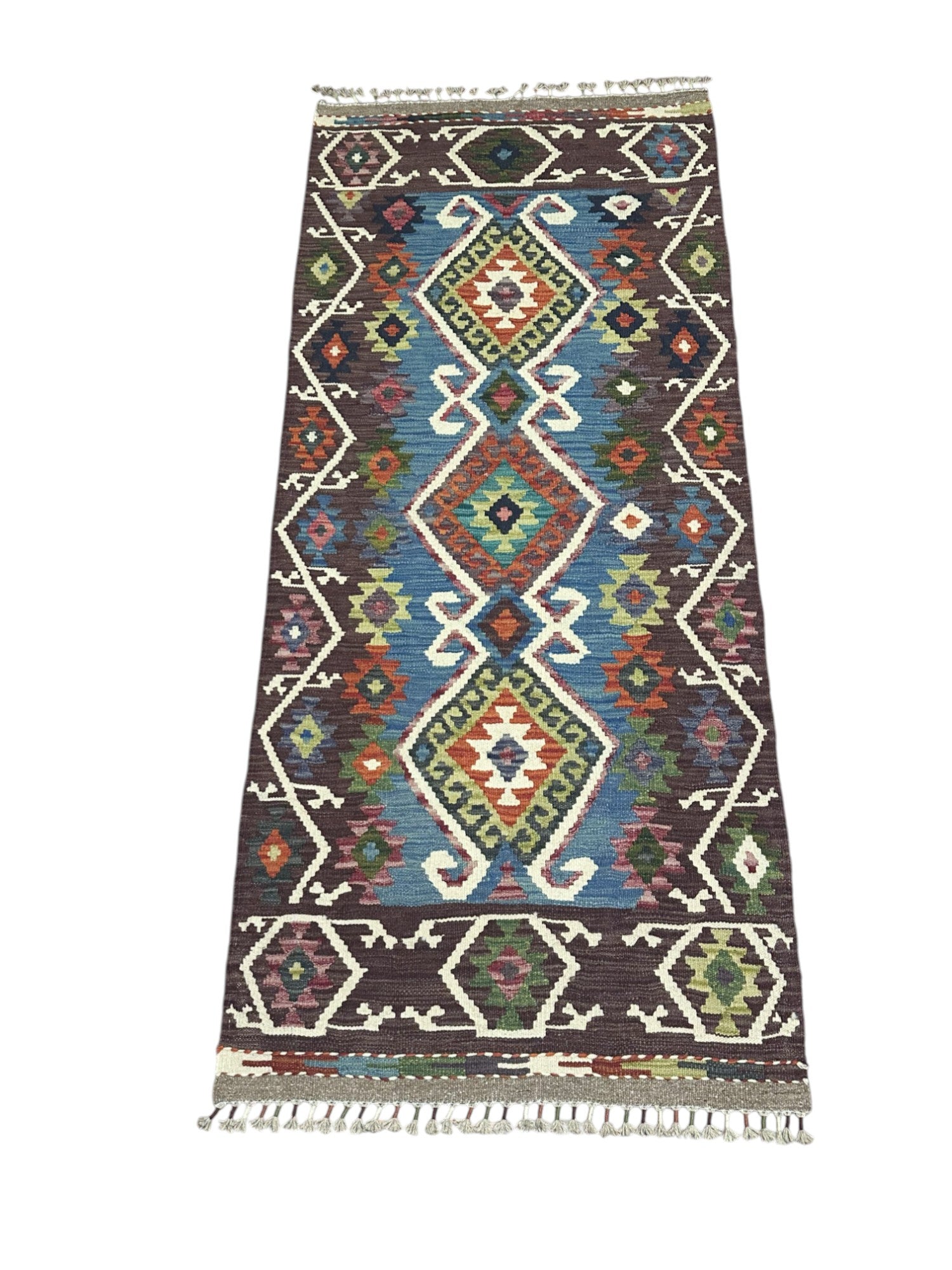 Hand-Woven Afghani Kilim Wool Rug 2'8" x 6'2"