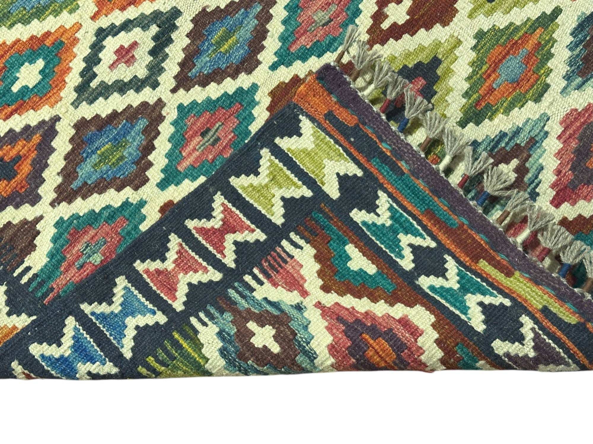 Hand-Woven Afghani Kilim Wool Rug 2'7" x 8'1"