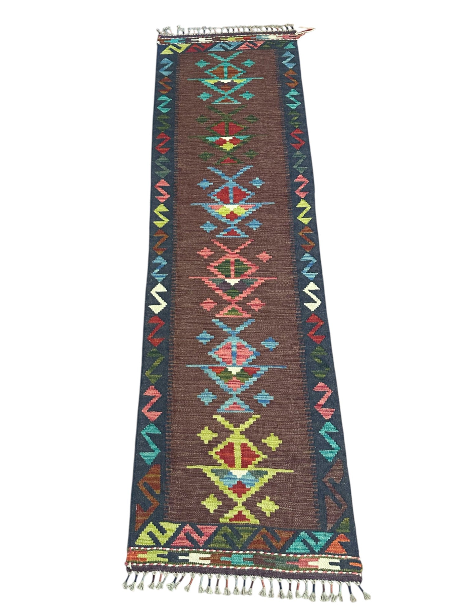 Hand-Woven Afghani Kilim Wool Rug 2' x 6'10"