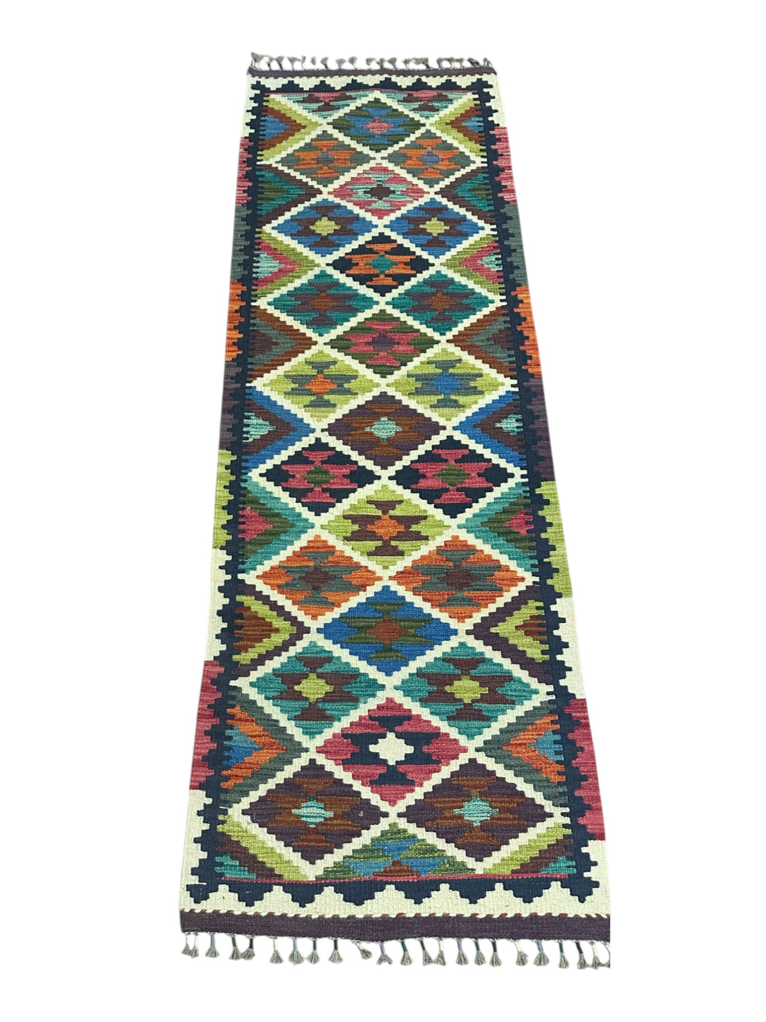 Hand-Woven Afghani Kilim Wool Rug 2'3" x 6'7"