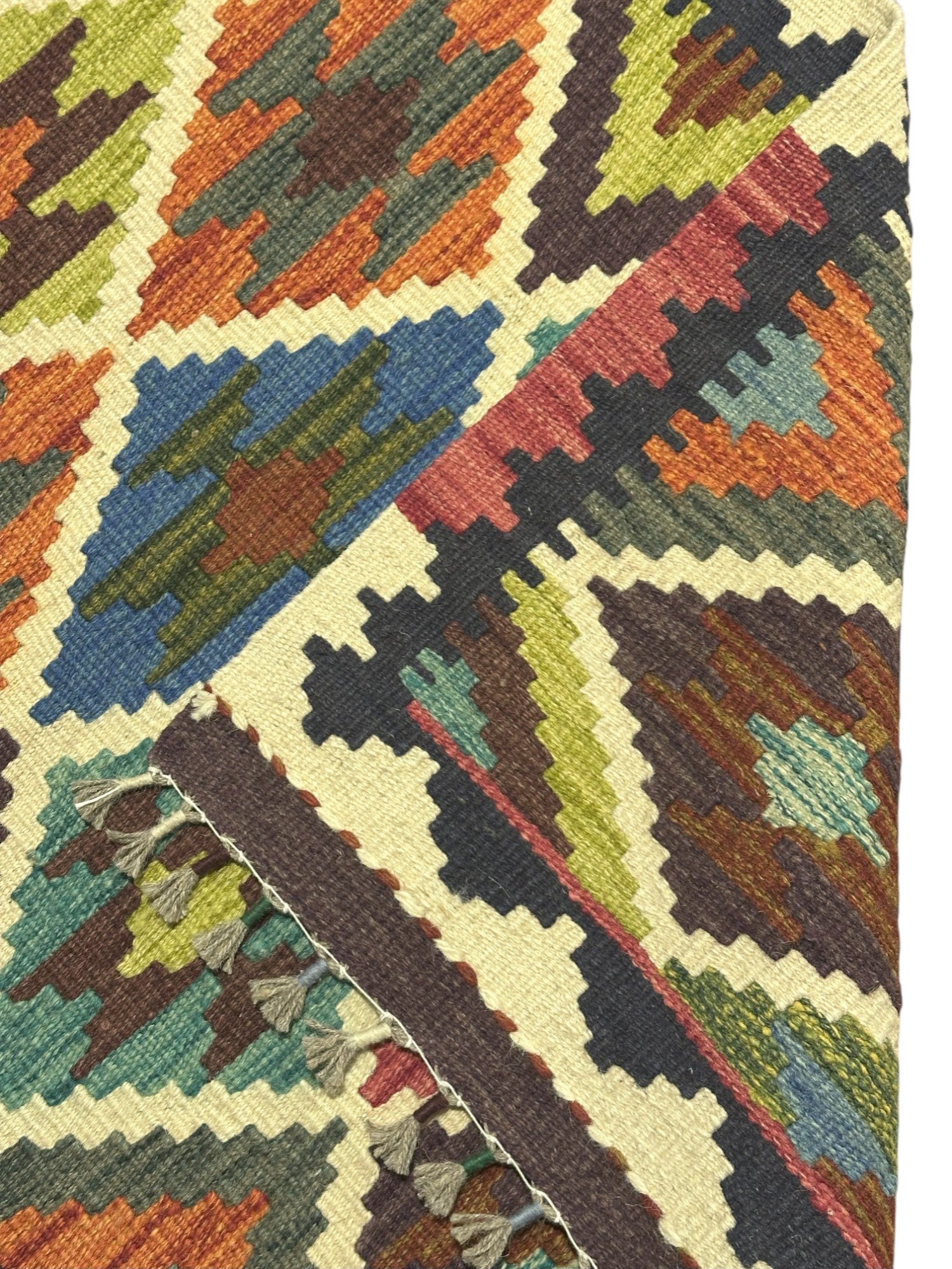 Hand-Woven Afghani Kilim Wool Rug 2'3" x 6'7"