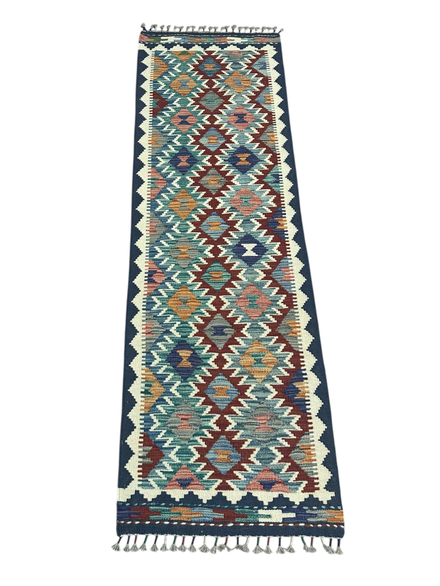 Hand-Woven Afghani Kilim Wool Rug 2' x 6'4"