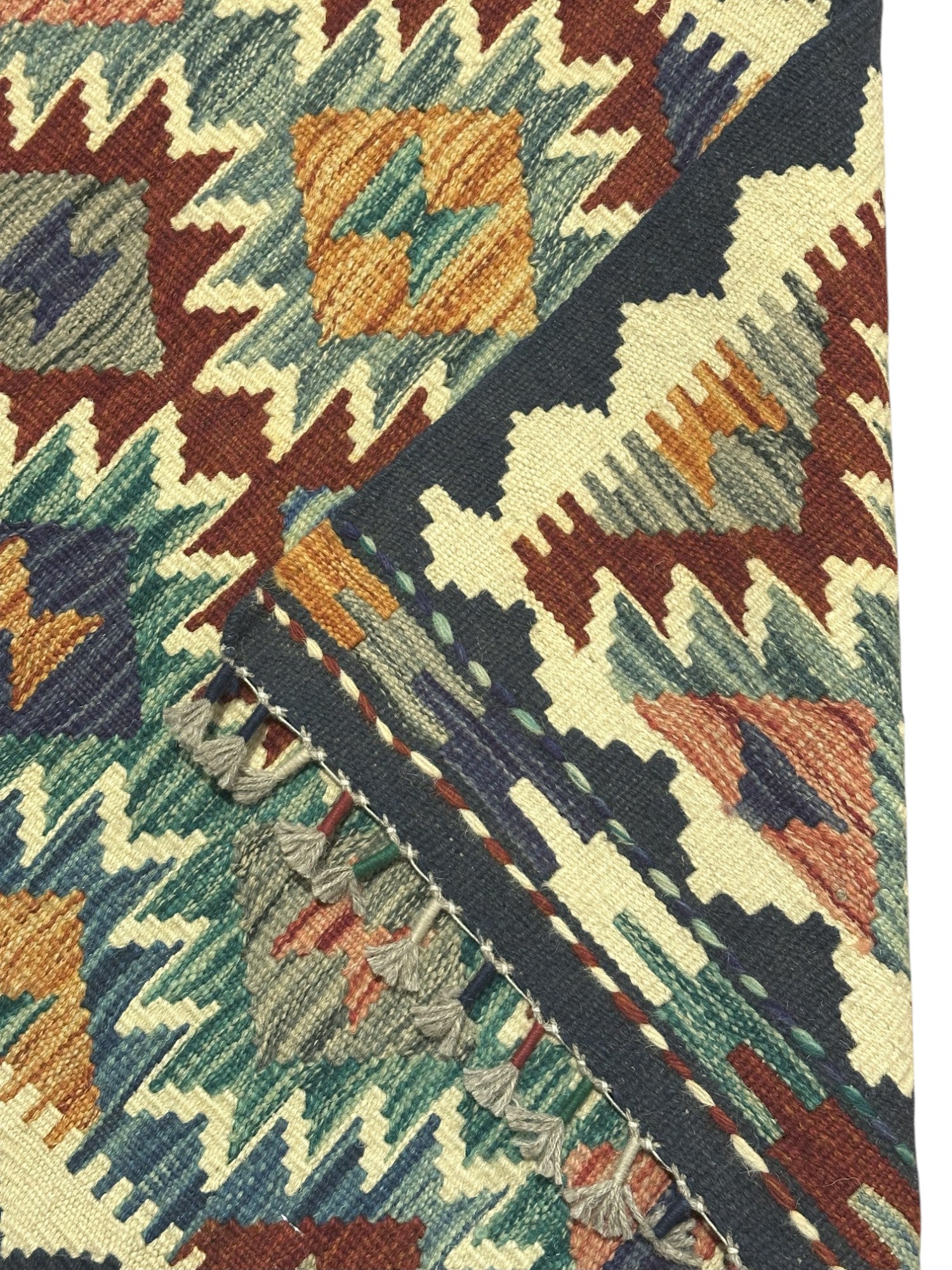 Hand-Woven Afghani Kilim Wool Rug 2' x 6'4"
