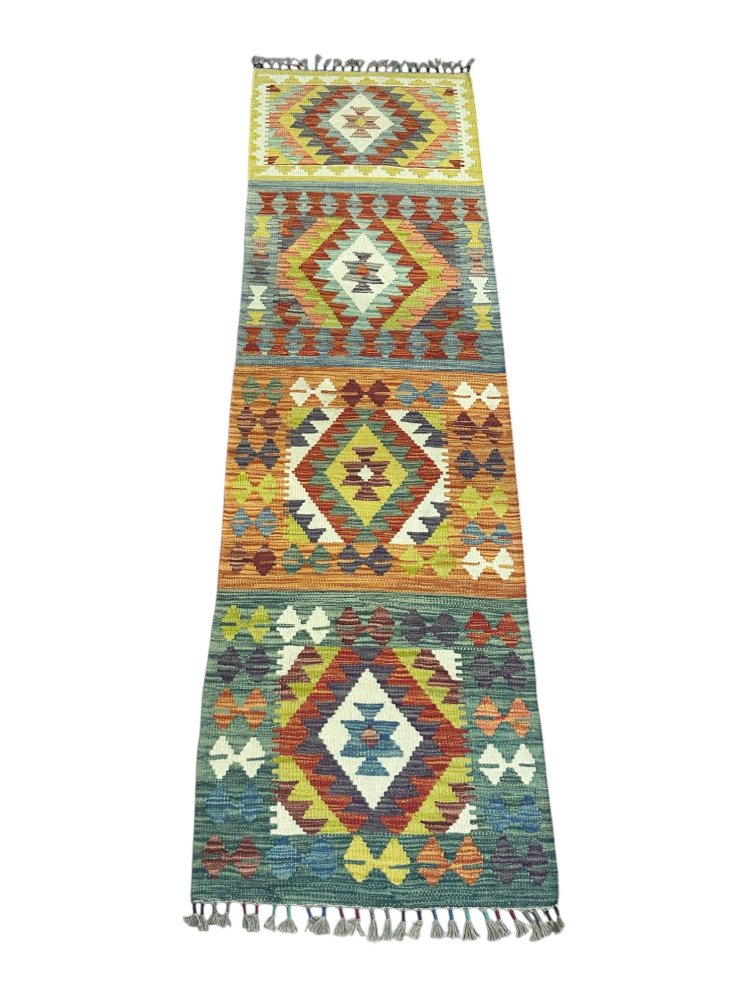 Hand-Woven Afghani Kilim Wool Rug 2' x 6'10"