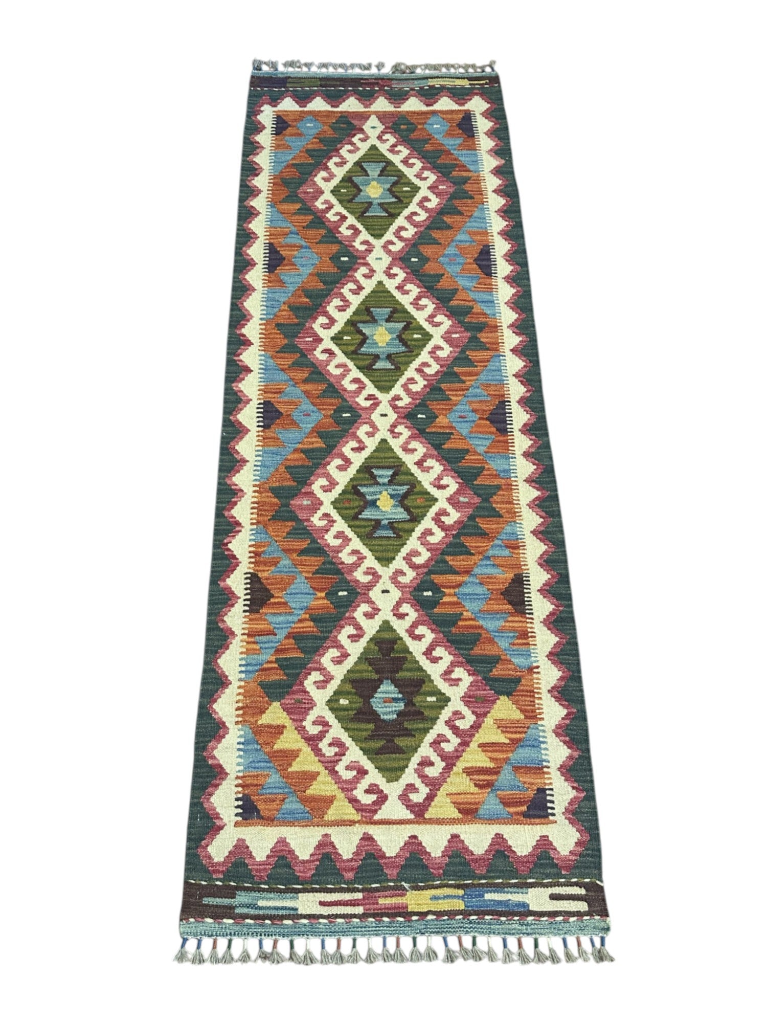 Hand-Woven Afghani Kilim Wool Rug 2'2" x 6'7"
