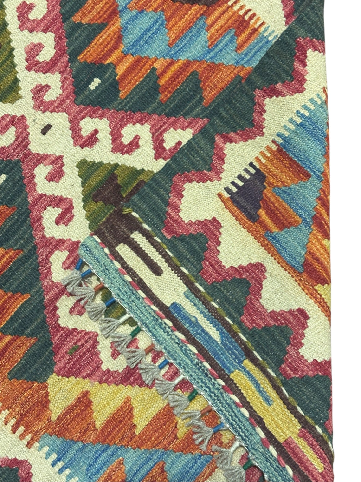 Hand-Woven Afghani Kilim Wool Rug 2'2" x 6'7"