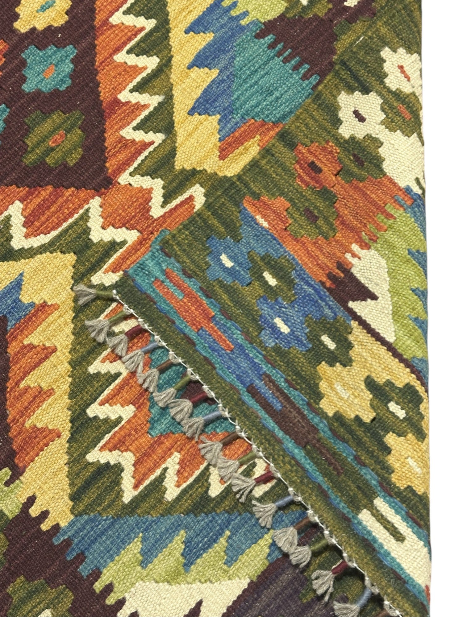 Hand-Woven Afghani Kilim Wool Rug 2'4" x 6'10"