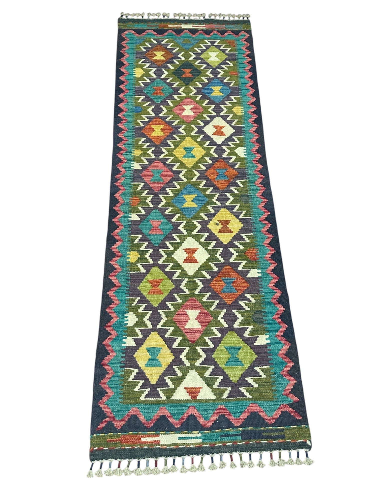 Hand-Woven Afghani Kilim Wool Rug 2'2" x 6'7"
