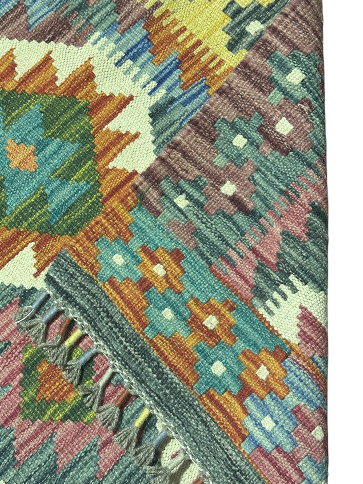 Hand-Woven Afghani Kilim Wool Rug 2'10" x 6'7"