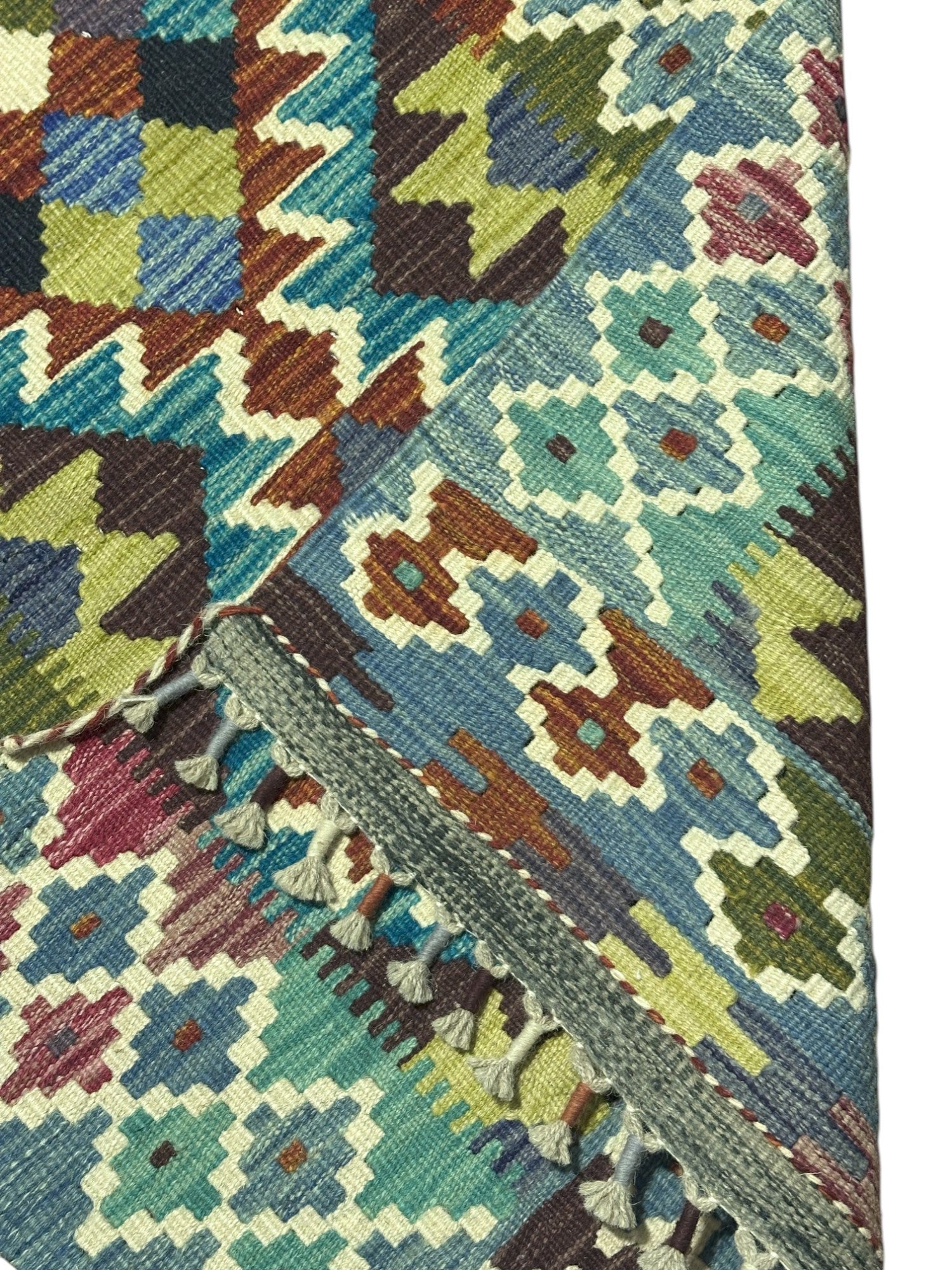 Hand-Woven Afghani Kilim Wool Rug 2'1" x 6'9"