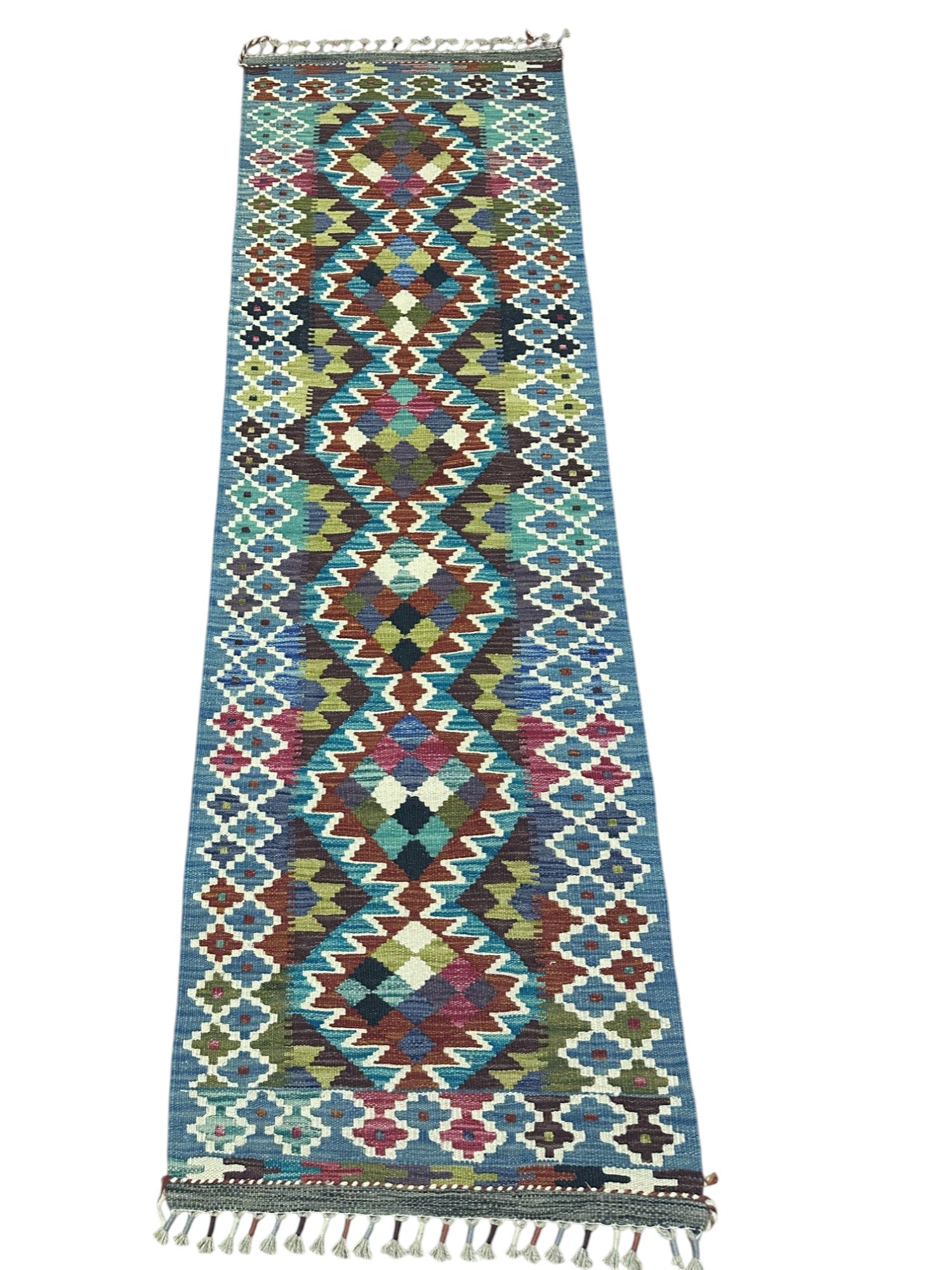 Hand-Woven Afghani Kilim Wool Rug 2'1" x 6'9"