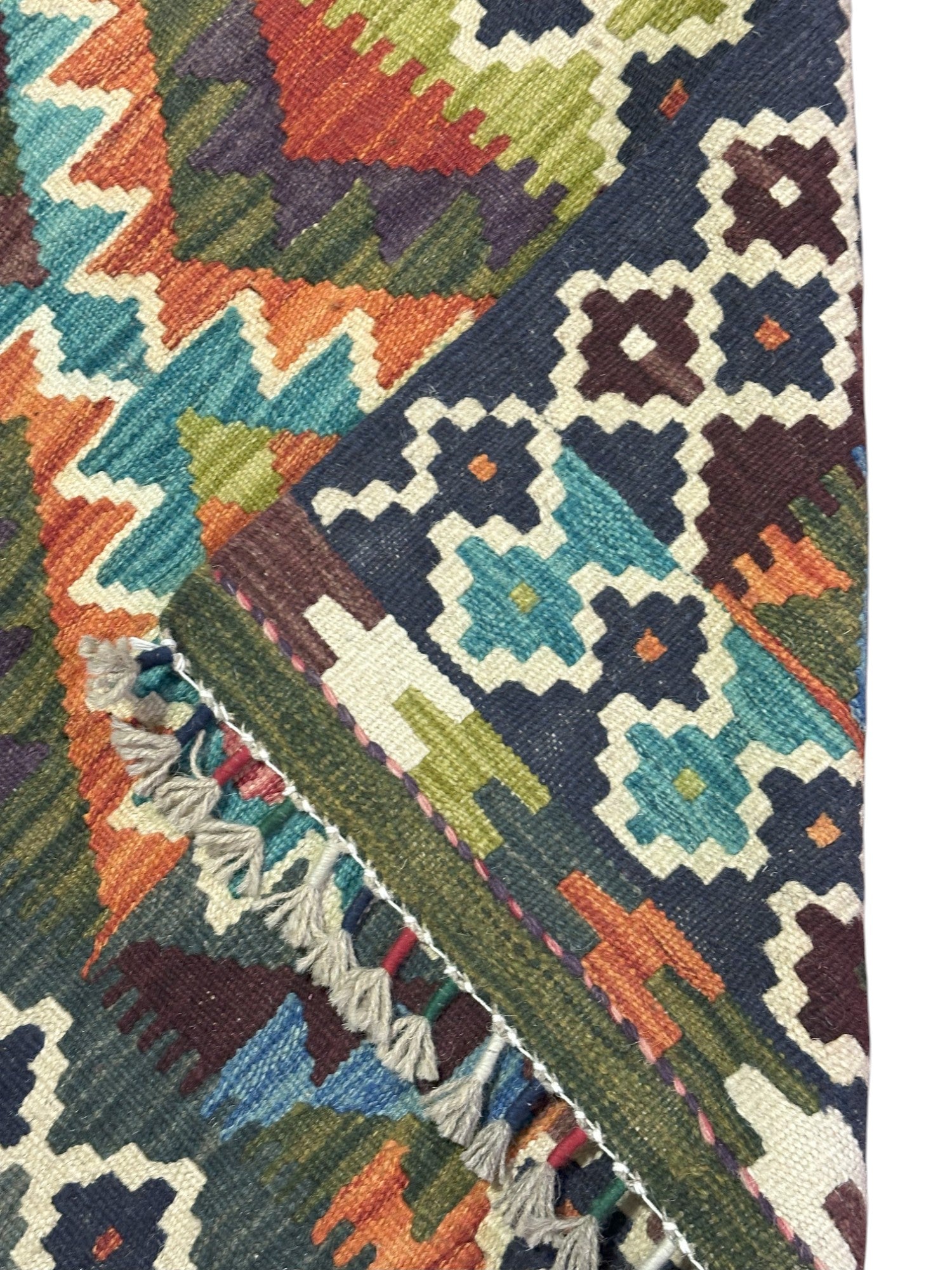 Hand-Woven Afghani Kilim Wool Rug 2'1" x 6'7"