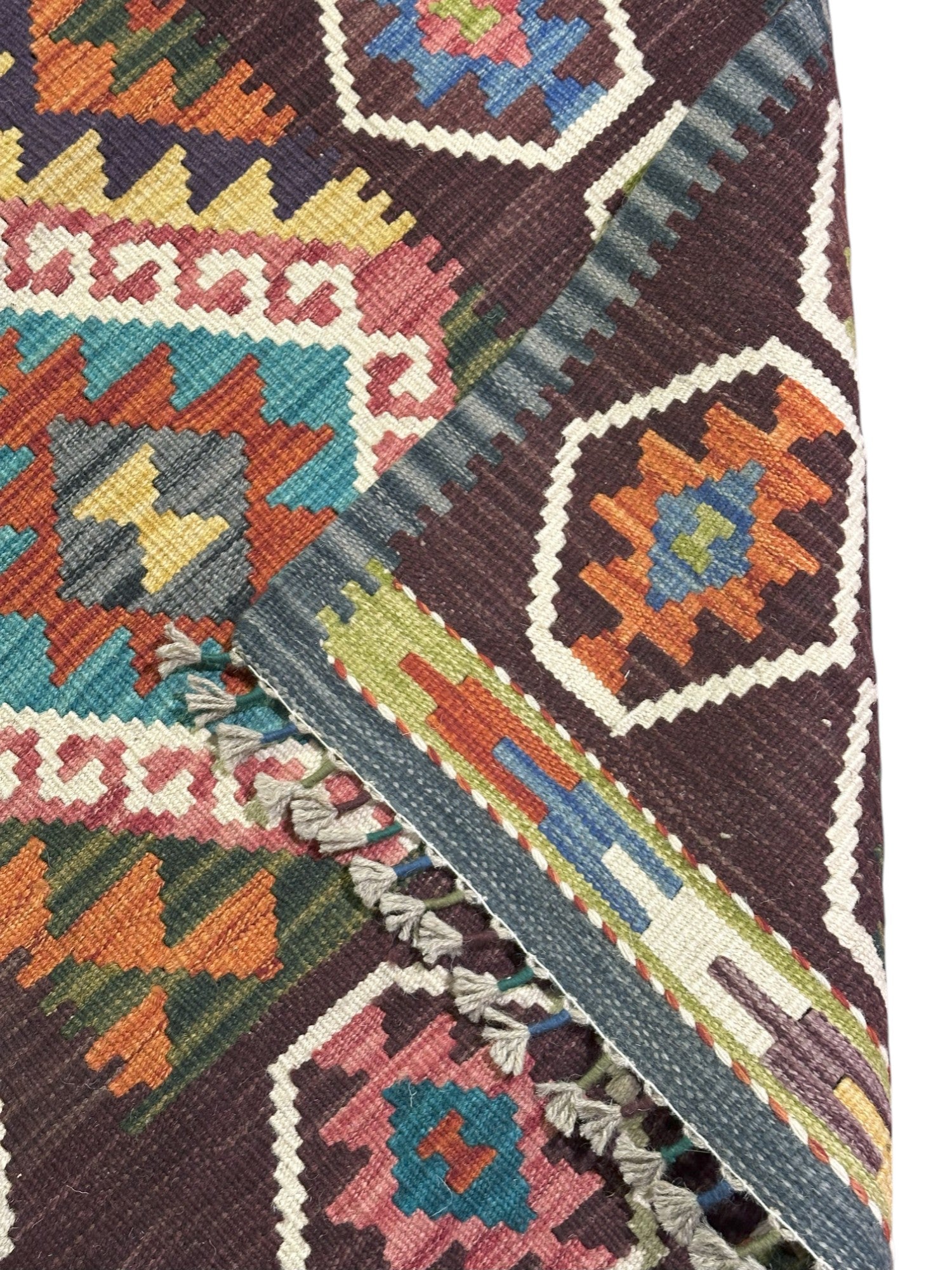 Hand-Woven Afghani Kilim Wool Rug 2'9" x 12'5"