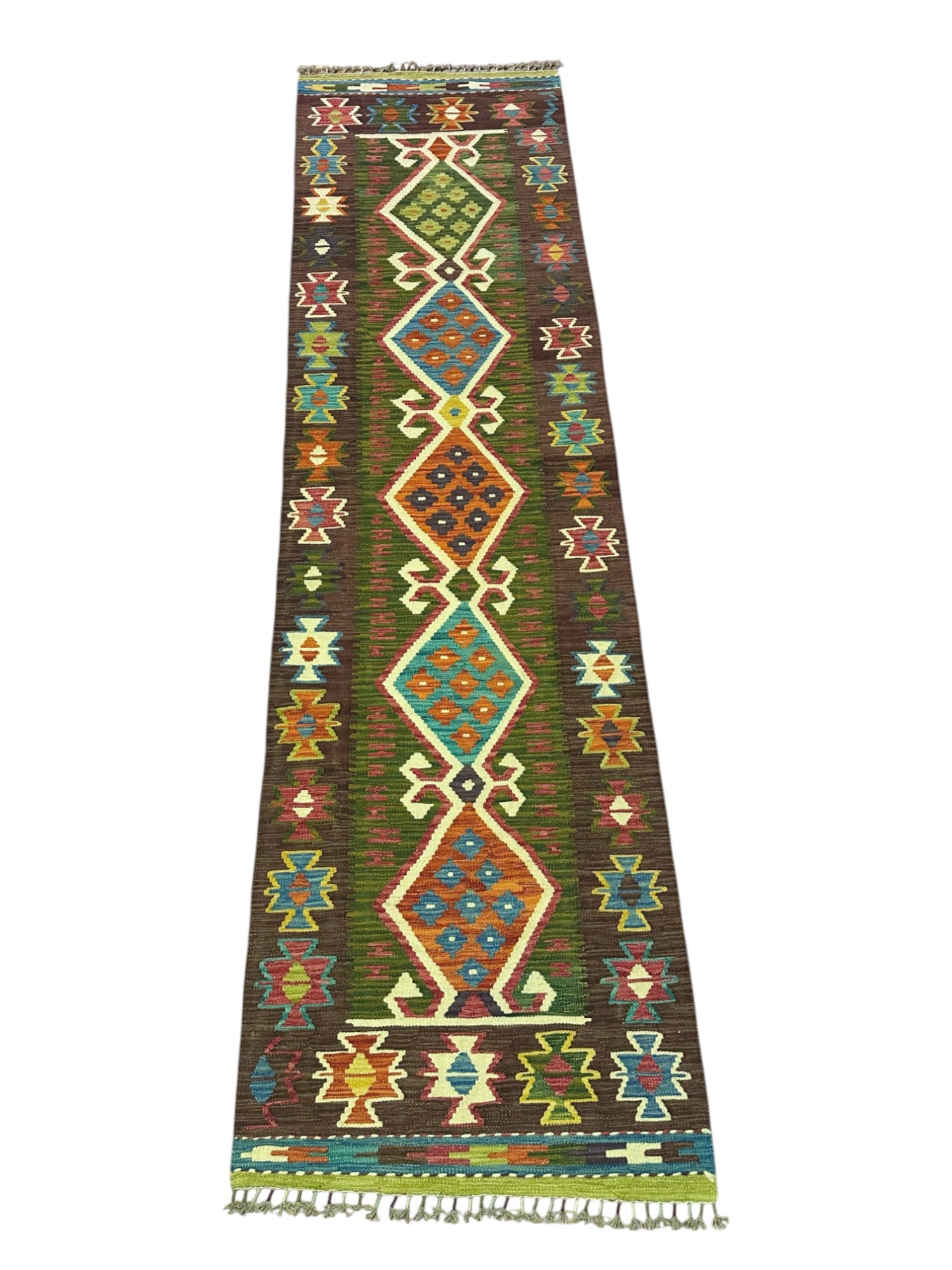 Hand-Woven Afghani Kilim Wool Rug 2'8" x 10'