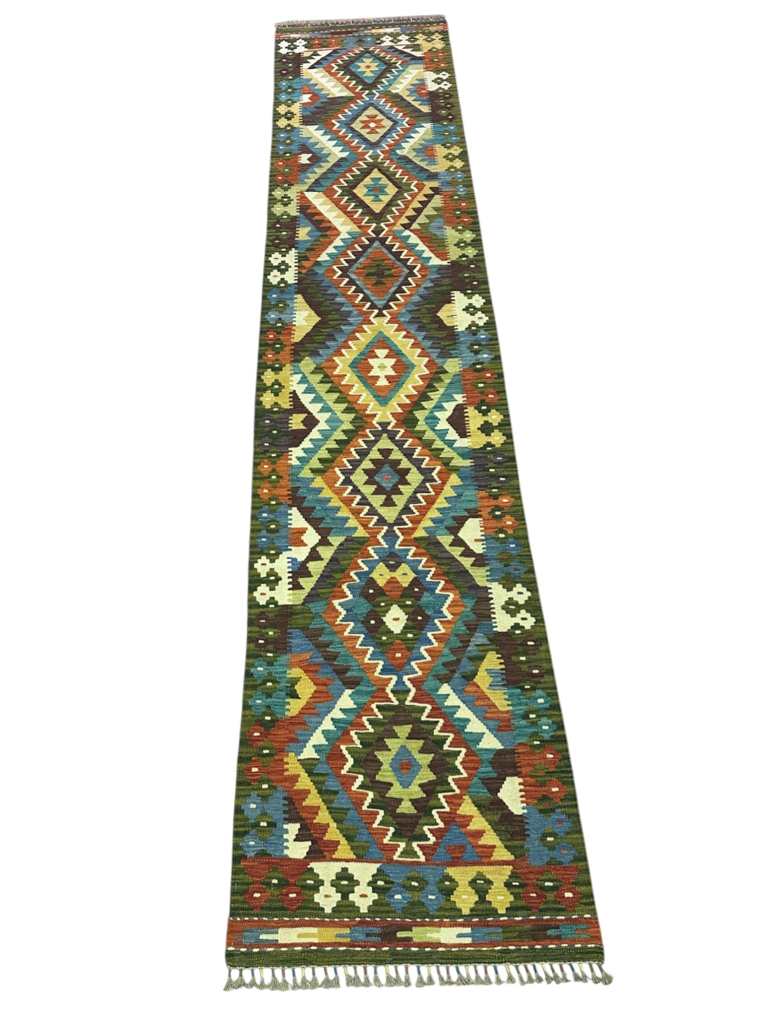 Hand-Woven Afghani Kilim Wool Rug 2'8" x 12'4"