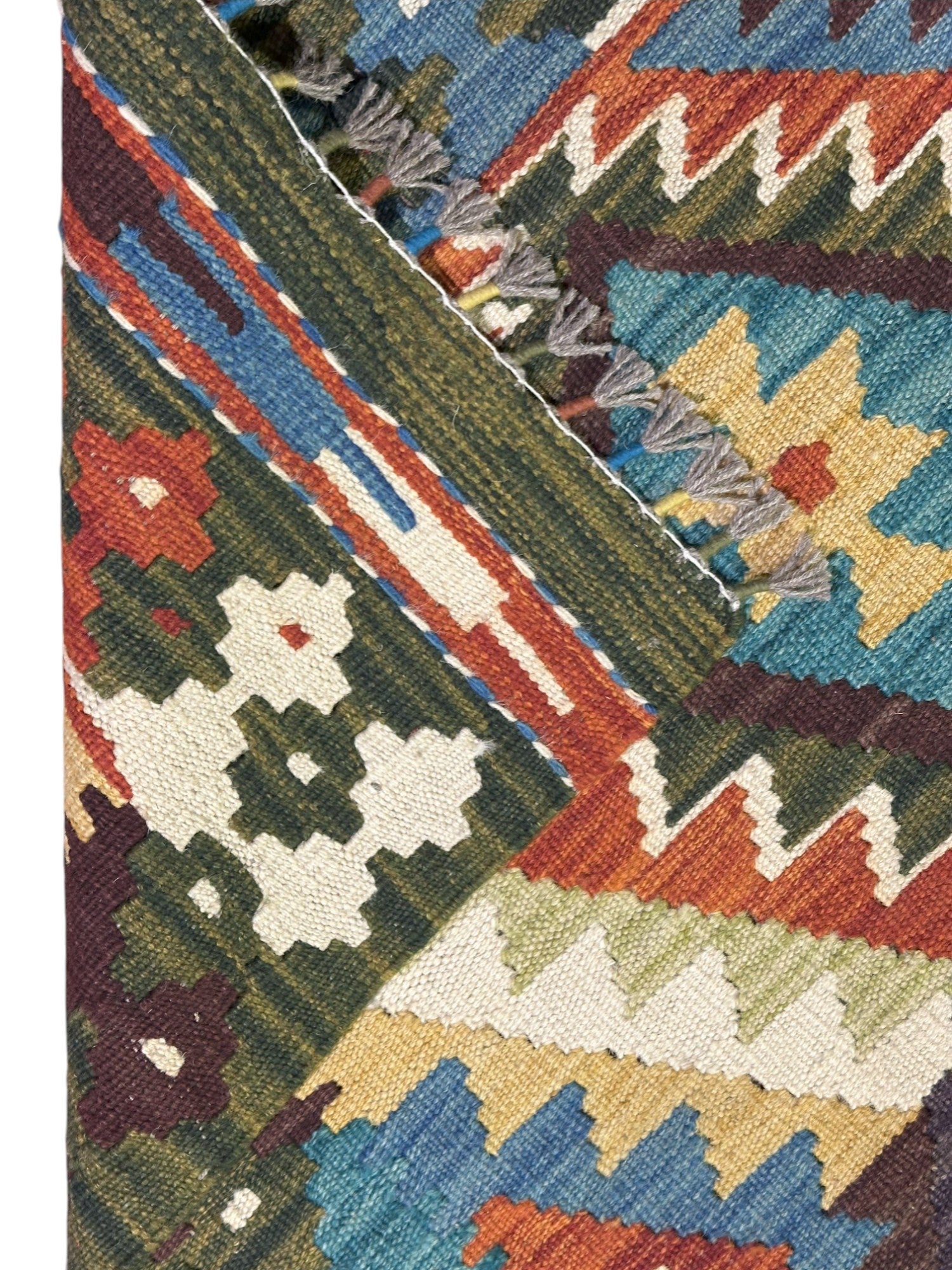 Hand-Woven Afghani Kilim Wool Rug 2'8" x 12'4"