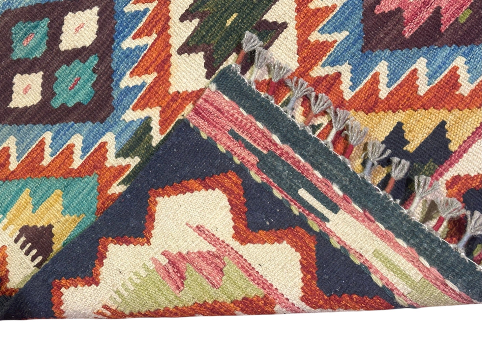 Hand-Woven Afghani Kilim Wool Rug 2'8" x 9'11"