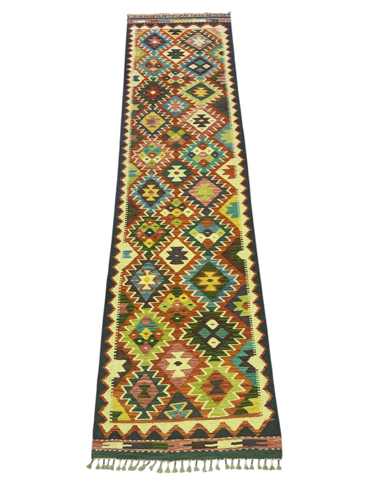 Hand-Woven Afghani Kilim Wool Rug 2'8" x 9'11"