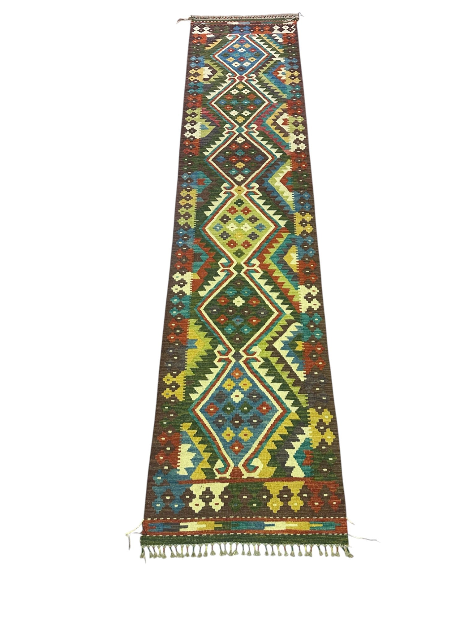 Hand-Woven Afghani Kilim Wool Rug 2'9" x 12'1"