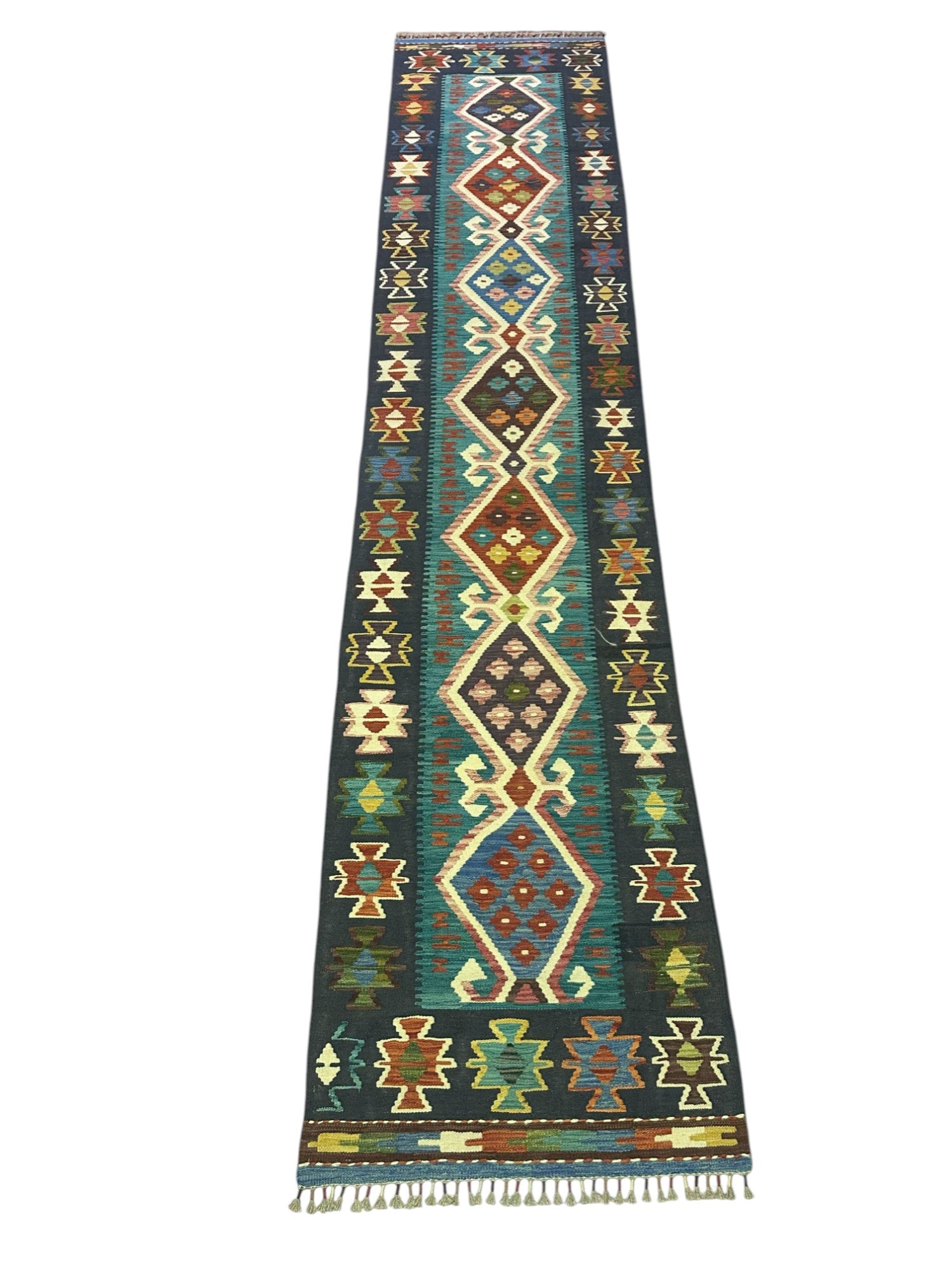 Hand-Woven Afghani Kilim Wool Rug 2'8" x 11'11"