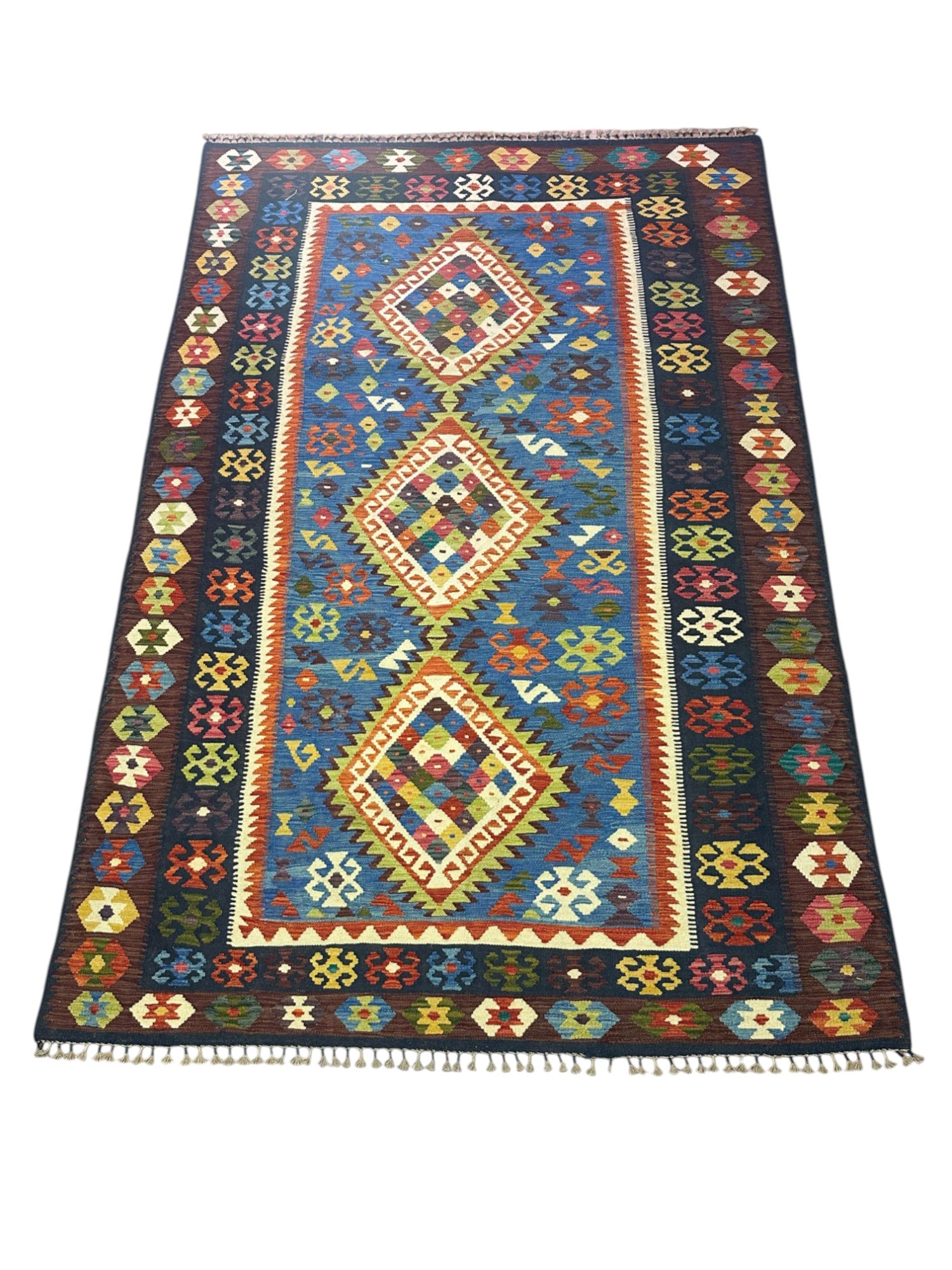 Hand-Woven Afghani Kilim Wool Rug 6'8" x 10'2"
