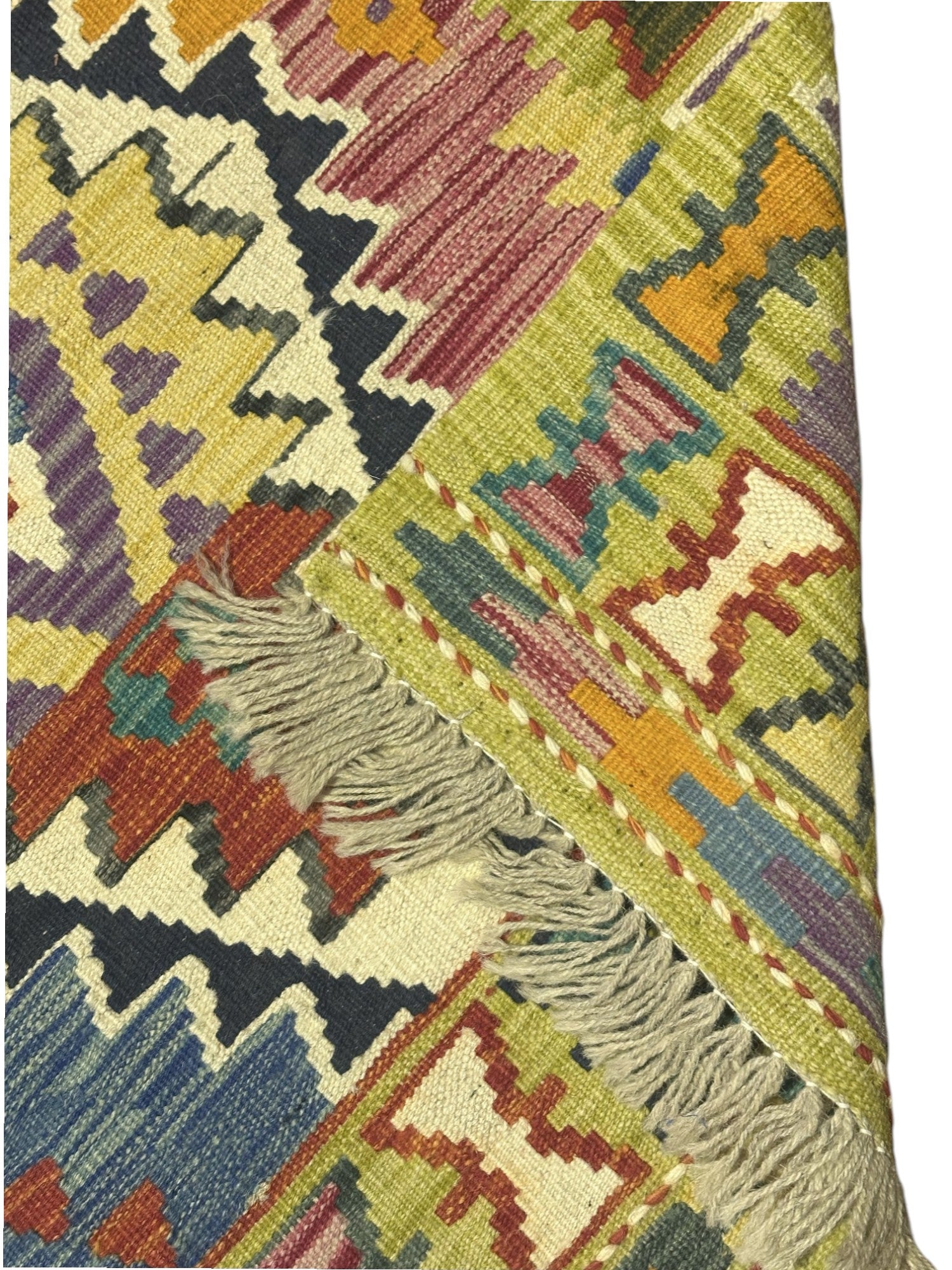 Hand-Woven Afghani Kilim Wool Rug 2'8" x 10'1"