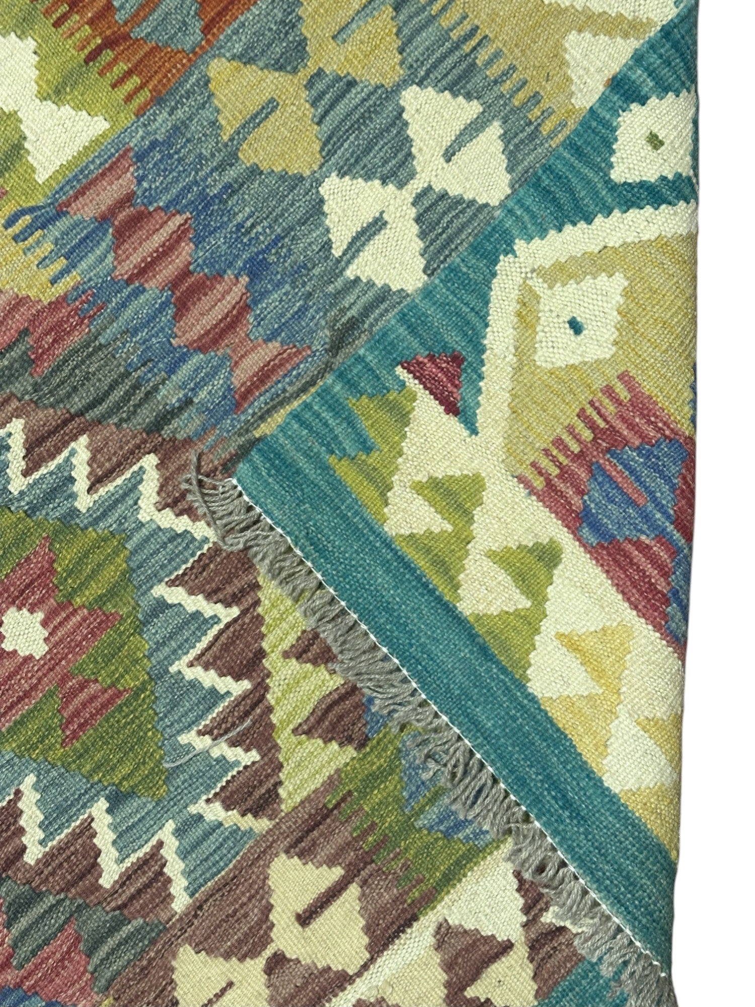 Hand-Woven Afghani Kilim Wool Rug 4'11" x 6'6"