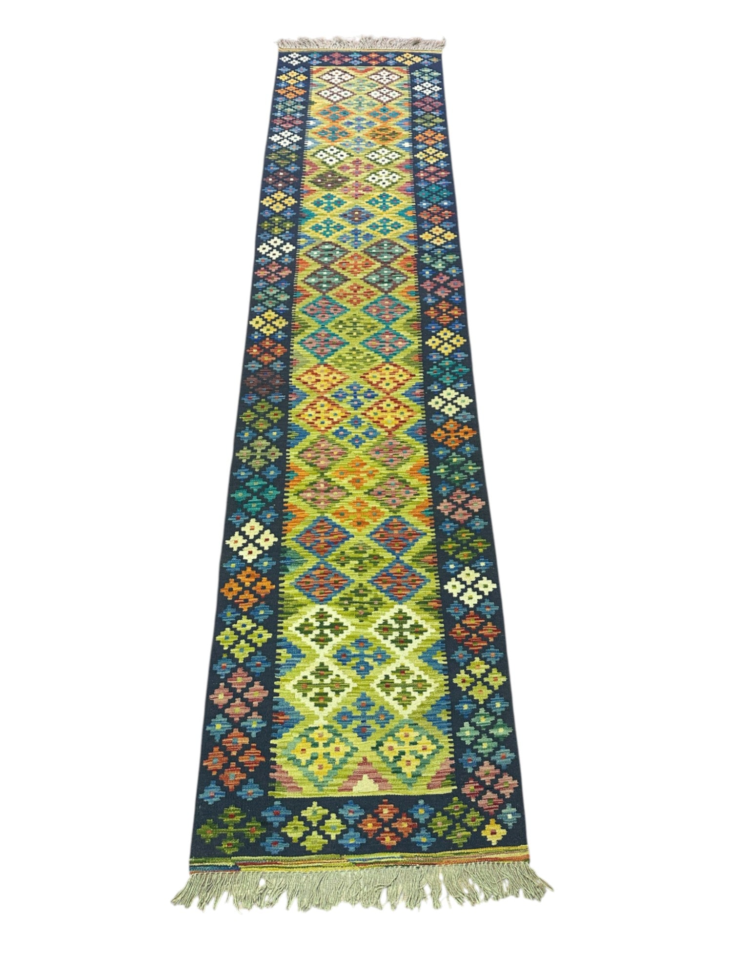 Hand-Woven Afghani Kilim Wool Rug 2'10" x 12'8"