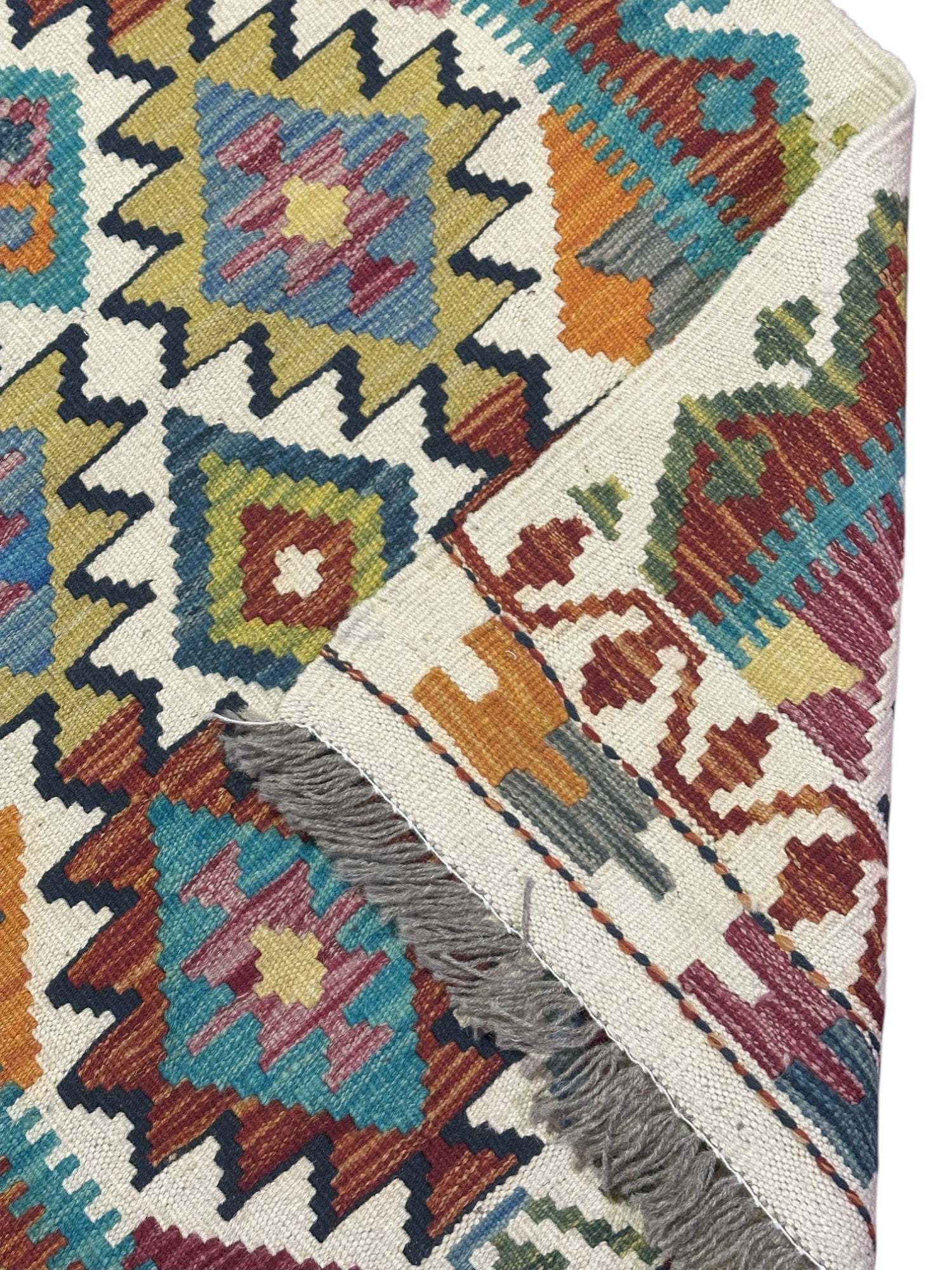 Hand-Woven Afghani Kilim Wool Rug 2'7" x 7'10"