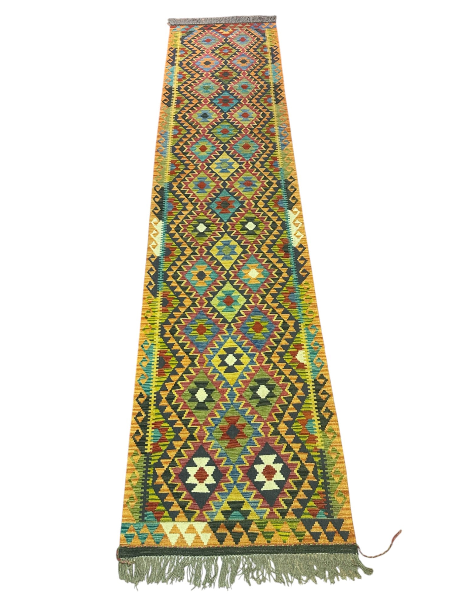 Hand-Woven Afghani Kilim Wool Rug 2'11" x 13'1"