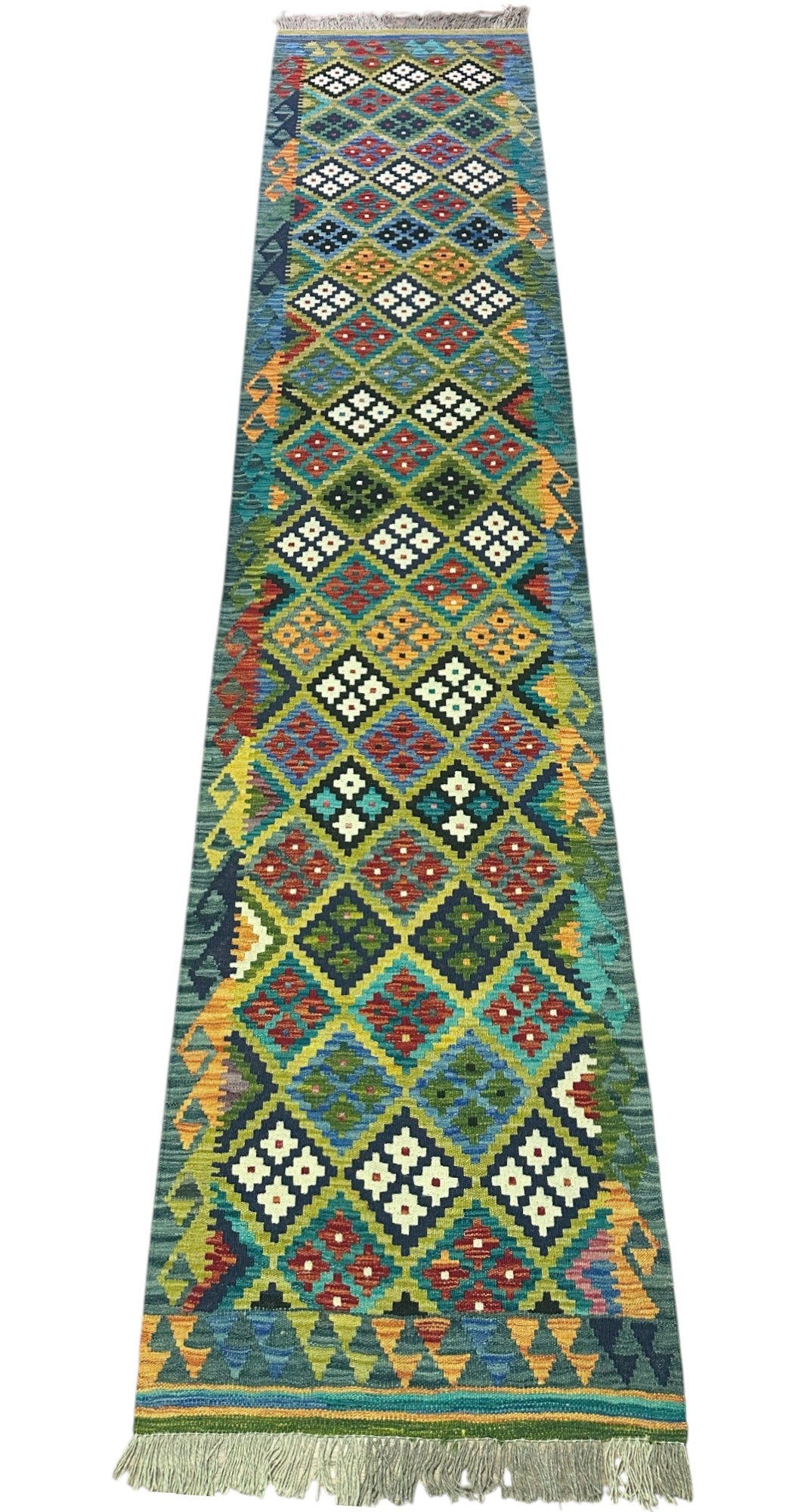 Hand-Woven Afghani Kilim Wool Rug 2'8" x 12'11"