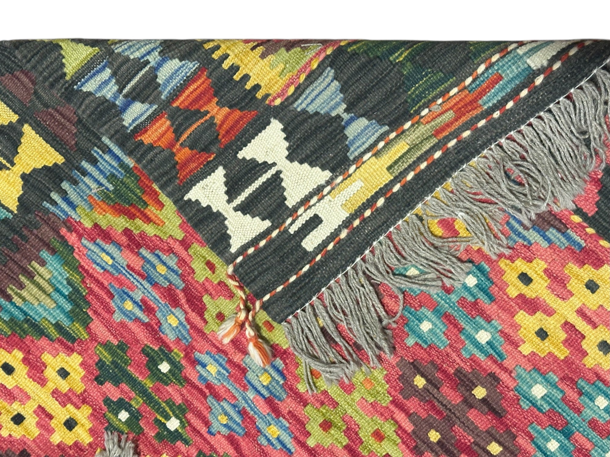 Hand-Woven Afghani Kilim Wool Rug 3'5" x 9'11"