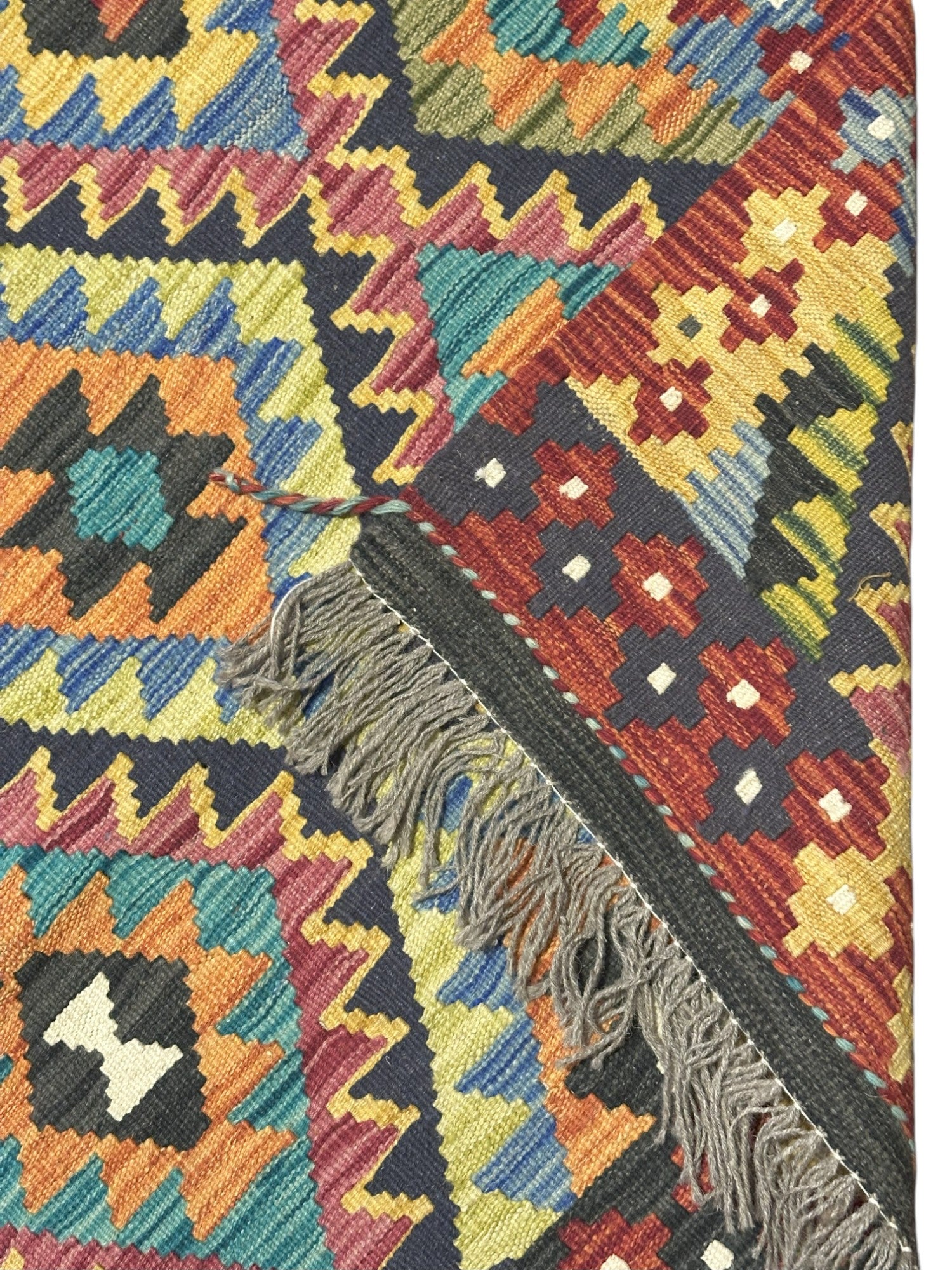 Hand-Woven Afghani Kilim Wool Rug 3' x 13'1"