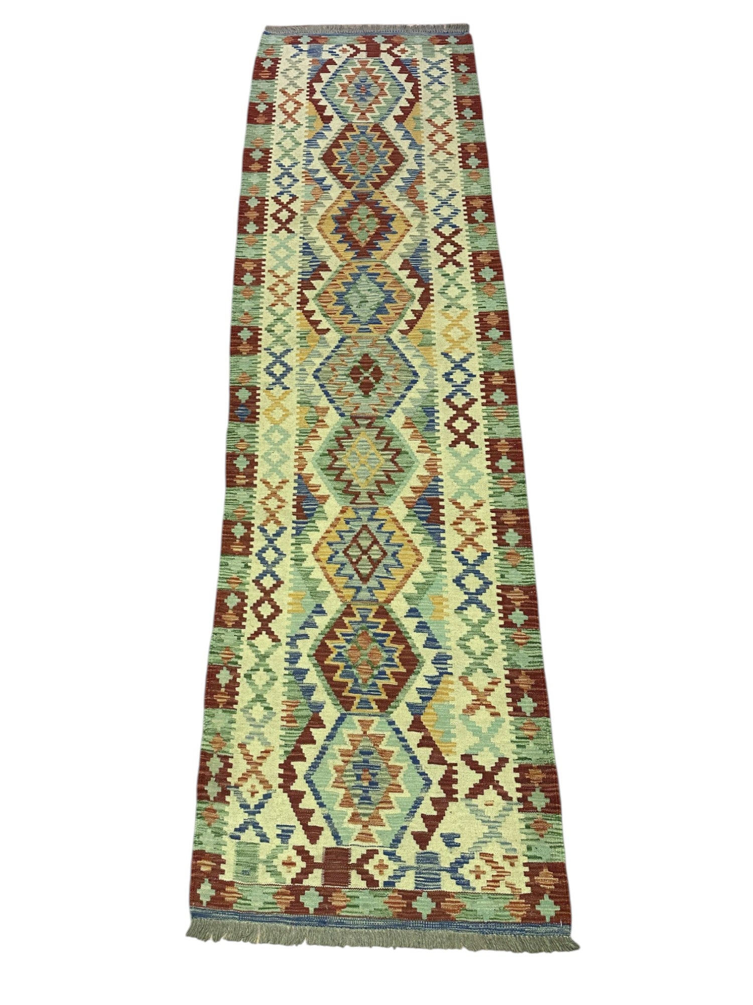 Hand-Woven Afghani Kilim Wool Rug 2'8" x 9'6"