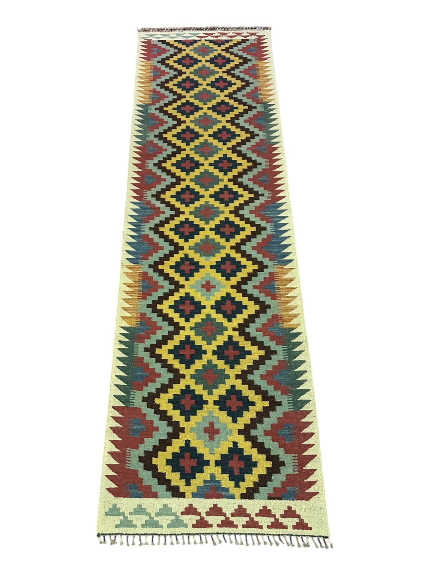 Hand-Woven Afghani Kilim Wool Rug 2'10" x 9'6"